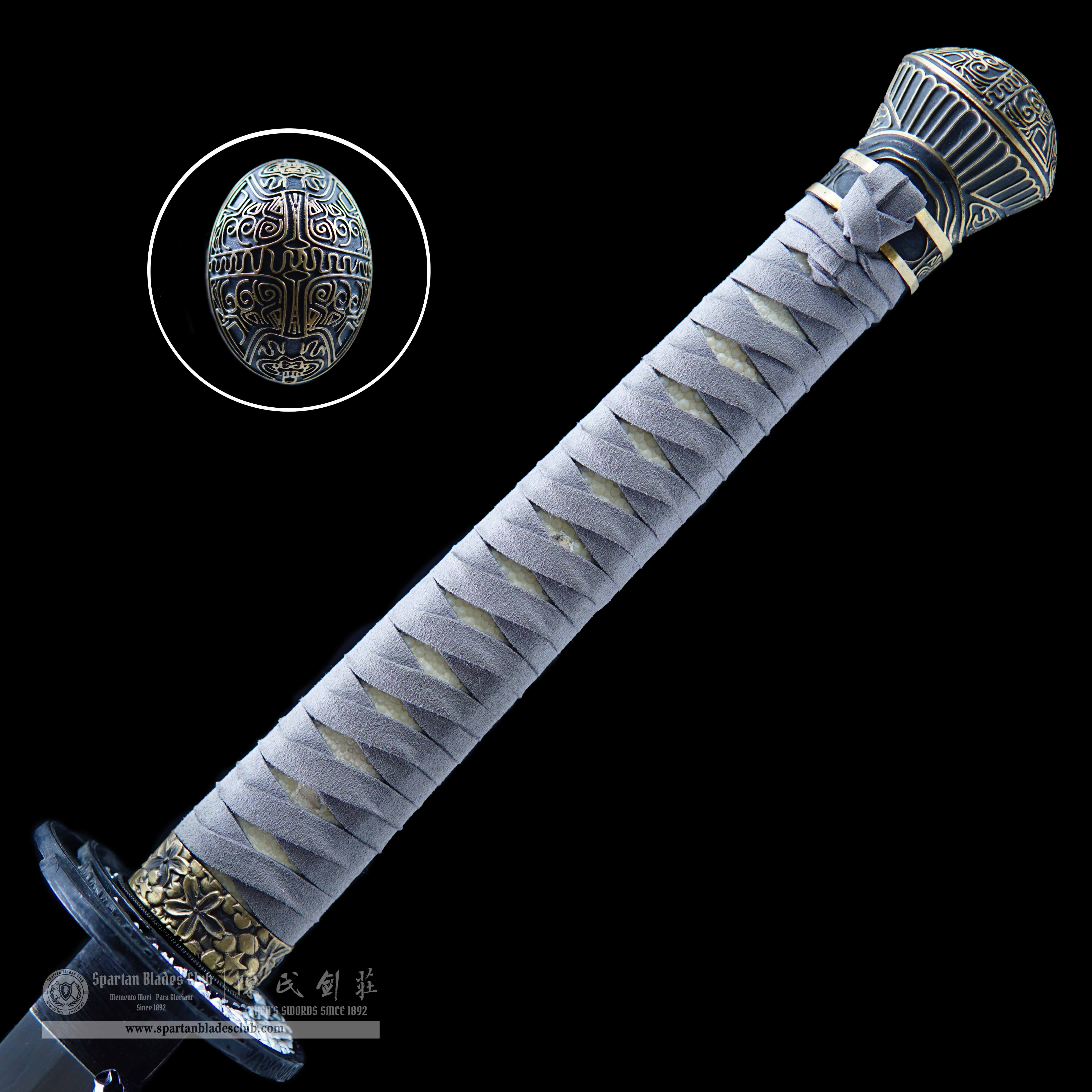 ⭐️Moonveil - Elden Ring Katana - T10 steel Clay-tempered - Handcrafted Rock Pattern - Real Hamon - Battle-ready - Full Tang - Grey Black - Rivers of Blood - Spartan Blades Club - 陳氏劍莊1892