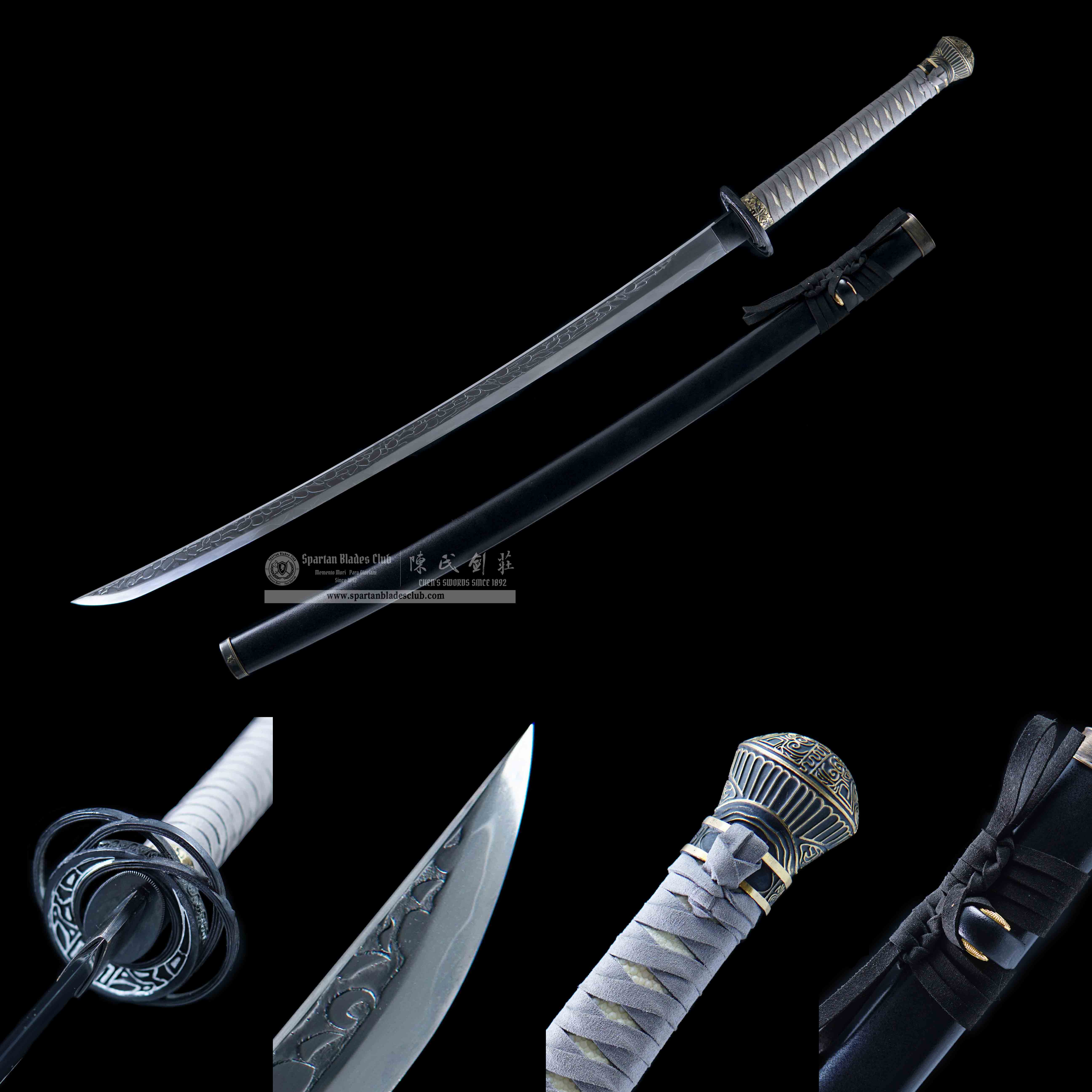 ⭐️Moonveil - Elden Ring Katana - T10 steel Clay-tempered - Handcrafted Rock Pattern - Real Hamon - Battle-ready - Full Tang - Grey Black - Rivers of Blood - Spartan Blades Club - 陳氏劍莊1892