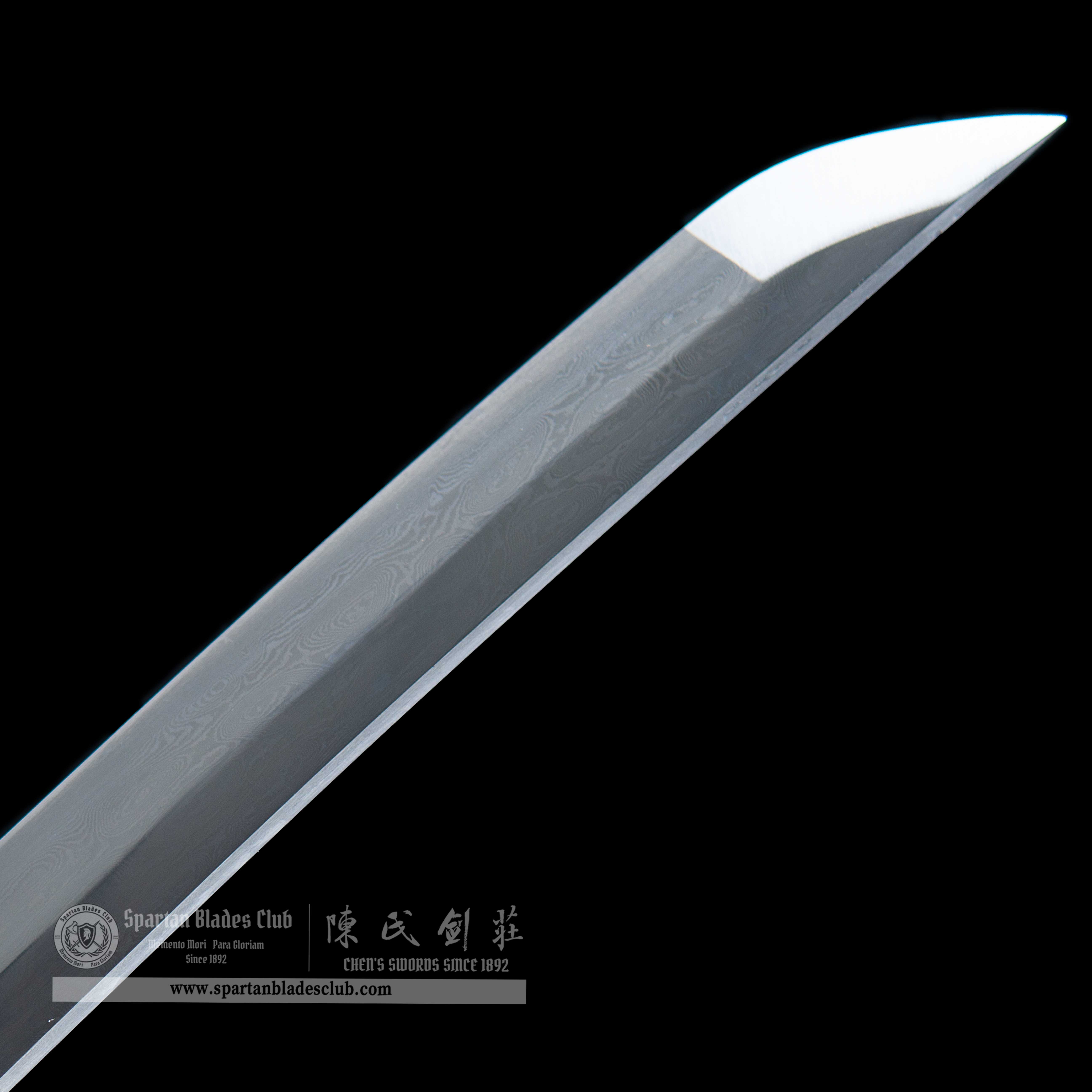 Katana - Tiger Gut Blade - Damascus Steel - Copper Fittings Plated Gold & Silver - Sharp - Battle-ready - Green - Spartan Blades Club - 陳氏劍莊1892