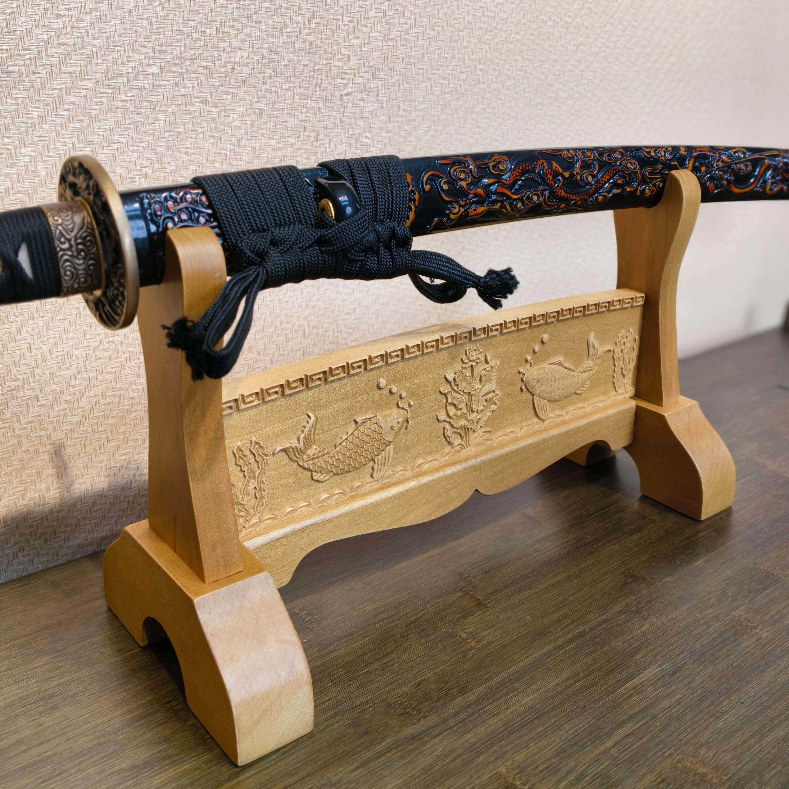 Exquisite Carved Wooden Sword Display Stands | 1 ~ 3 Tiers | Dragon/ Kylin/ Koi / Crane/ Fu /Plain | Holder Rack Stand - Spartan Blades Club - 陳氏劍莊1892