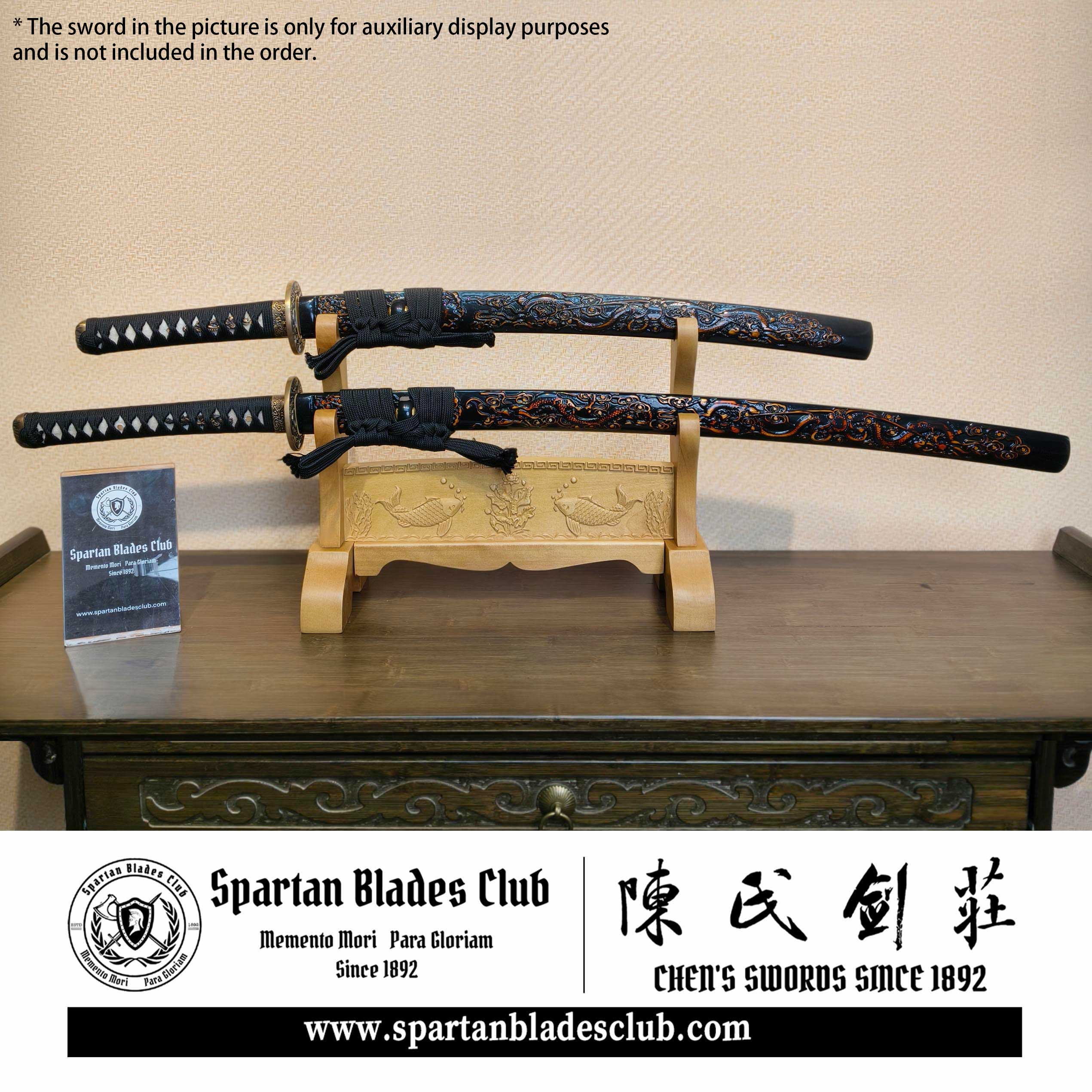 Exquisite Carved Wooden Sword Display Stands | 1 ~ 3 Tiers | Dragon/ Kylin/ Koi / Crane/ Fu /Plain | Holder Rack Stand - Spartan Blades Club - 陳氏劍莊1892