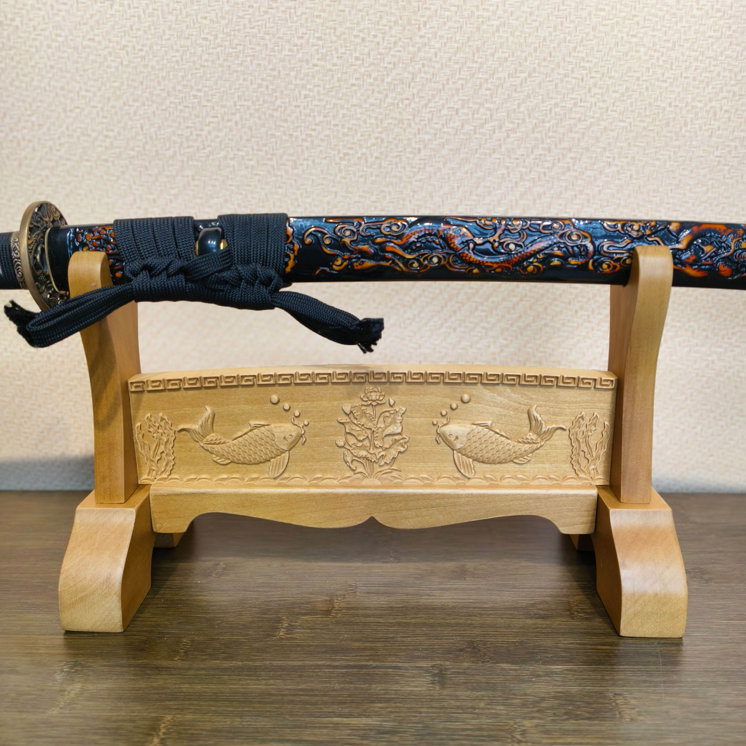 Exquisite Carved Wooden Sword Display Stands | 1 ~ 3 Tiers | Dragon/ Kylin/ Koi / Crane/ Fu /Plain | Holder Rack Stand - Spartan Blades Club - 陳氏劍莊1892