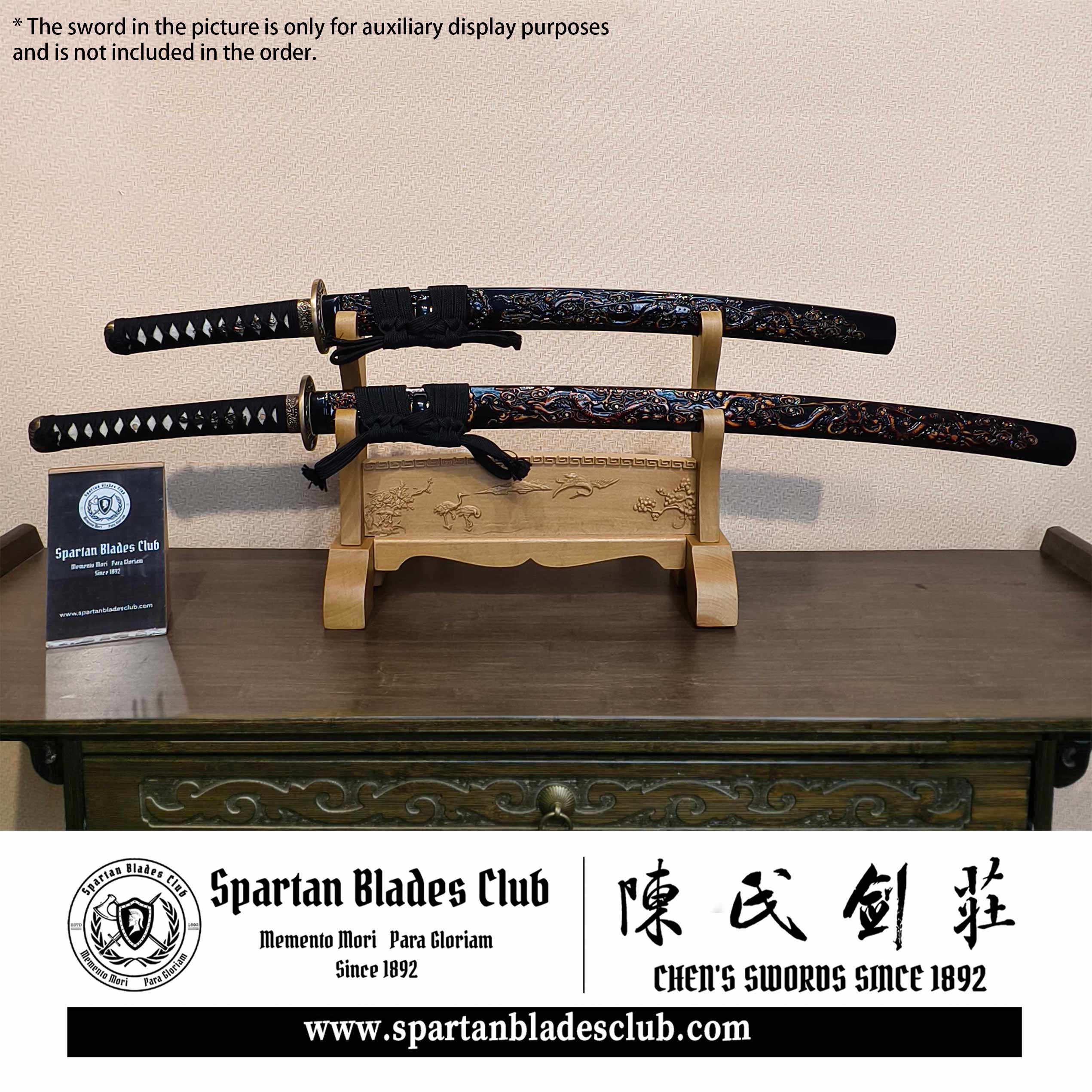 Exquisite Carved Wooden Sword Display Stands | 1 ~ 3 Tiers | Dragon/ Kylin/ Koi / Crane/ Fu /Plain | Holder Rack Stand - Spartan Blades Club - 陳氏劍莊1892