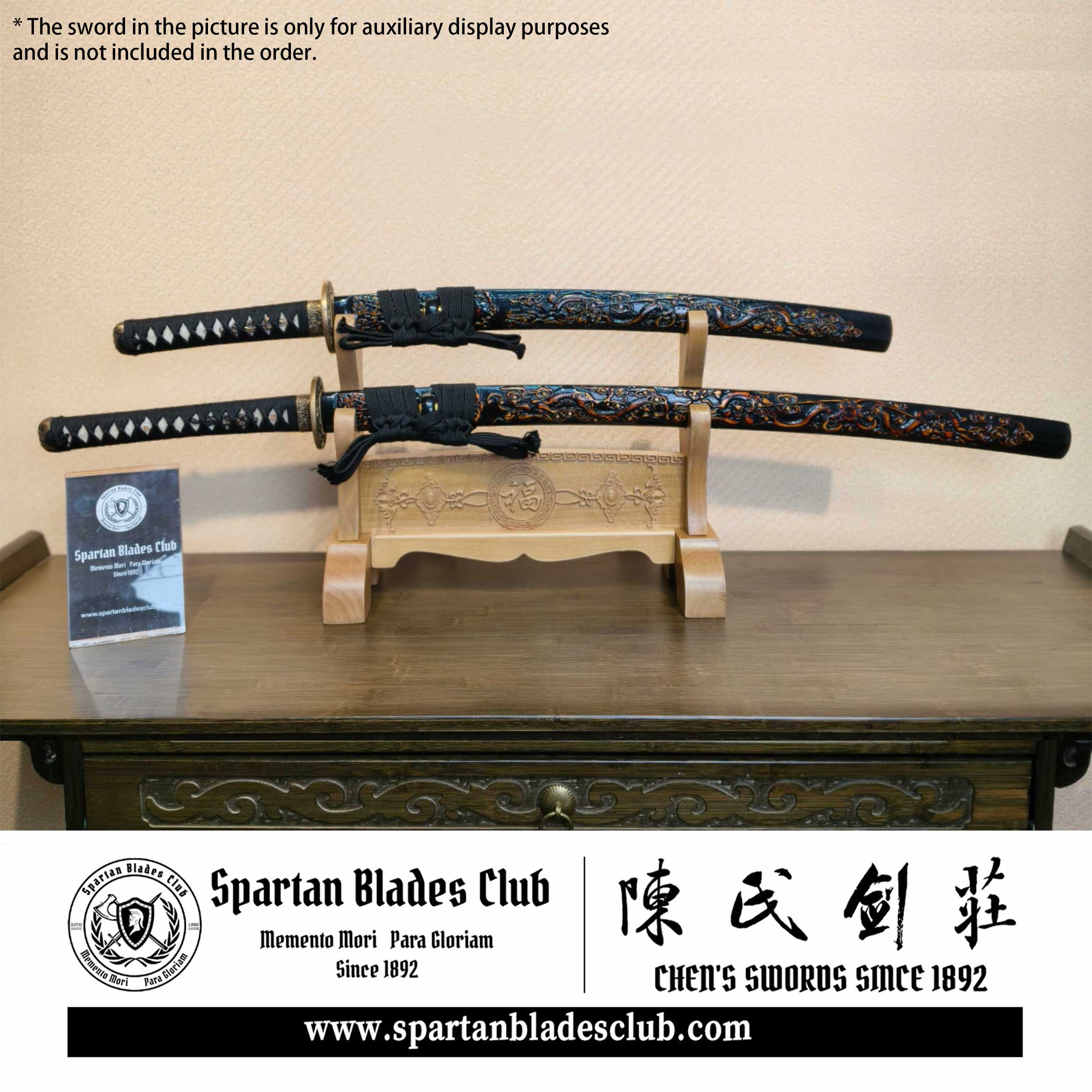 Exquisite Carved Wooden Sword Display Stands | 1 ~ 3 Tiers | Dragon/ Kylin/ Koi / Crane/ Fu /Plain | Holder Rack Stand - Spartan Blades Club - 陳氏劍莊1892