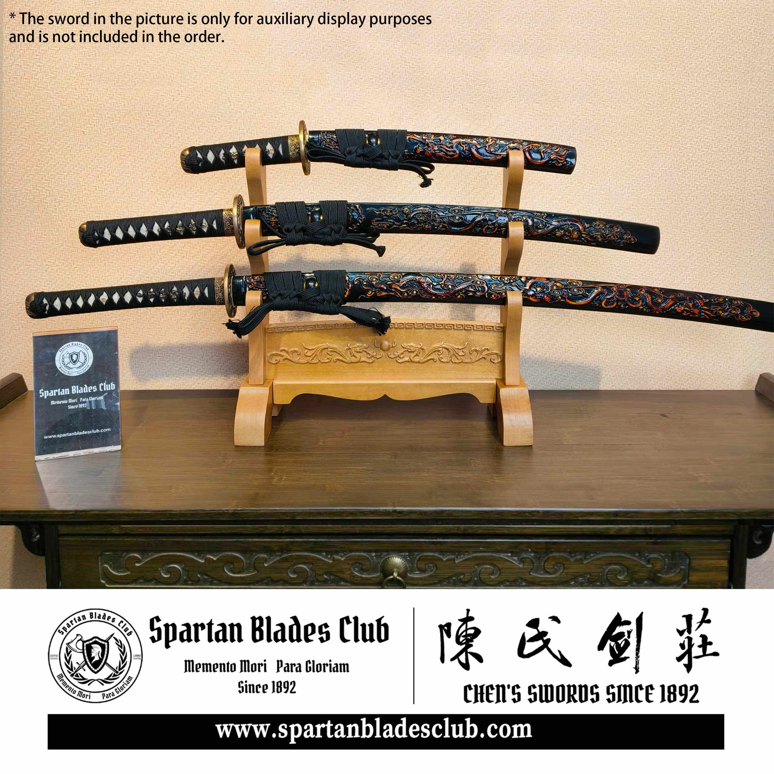 Exquisite Carved Wooden Sword Display Stands | 1 ~ 3 Tiers | Dragon/ Kylin/ Koi / Crane/ Fu /Plain | Holder Rack Stand - Spartan Blades Club - 陳氏劍莊1892