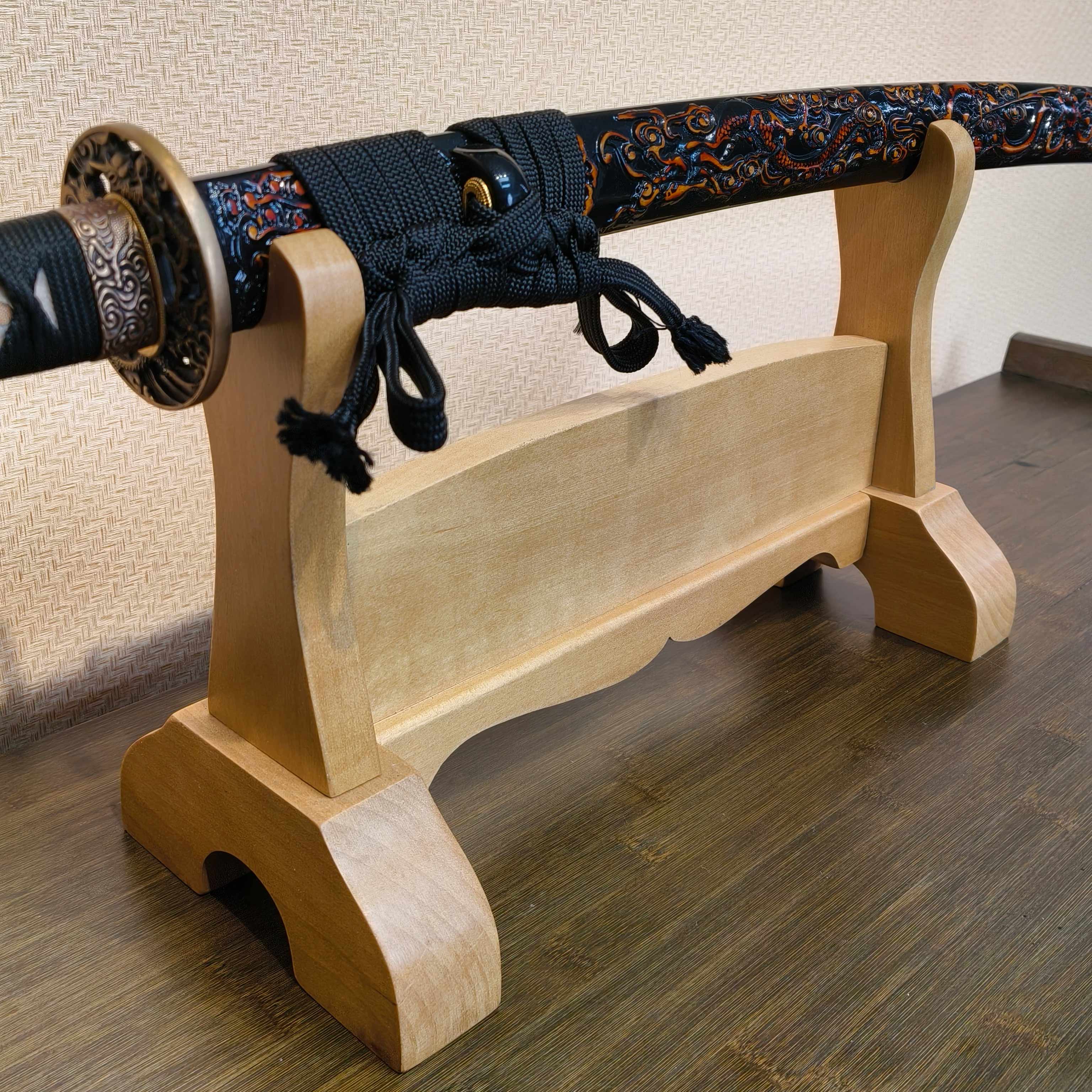 Exquisite Carved Wooden Sword Display Stands | 1 ~ 3 Tiers | Dragon/ Kylin/ Koi / Crane/ Fu /Plain | Holder Rack Stand - Spartan Blades Club - 陳氏劍莊1892