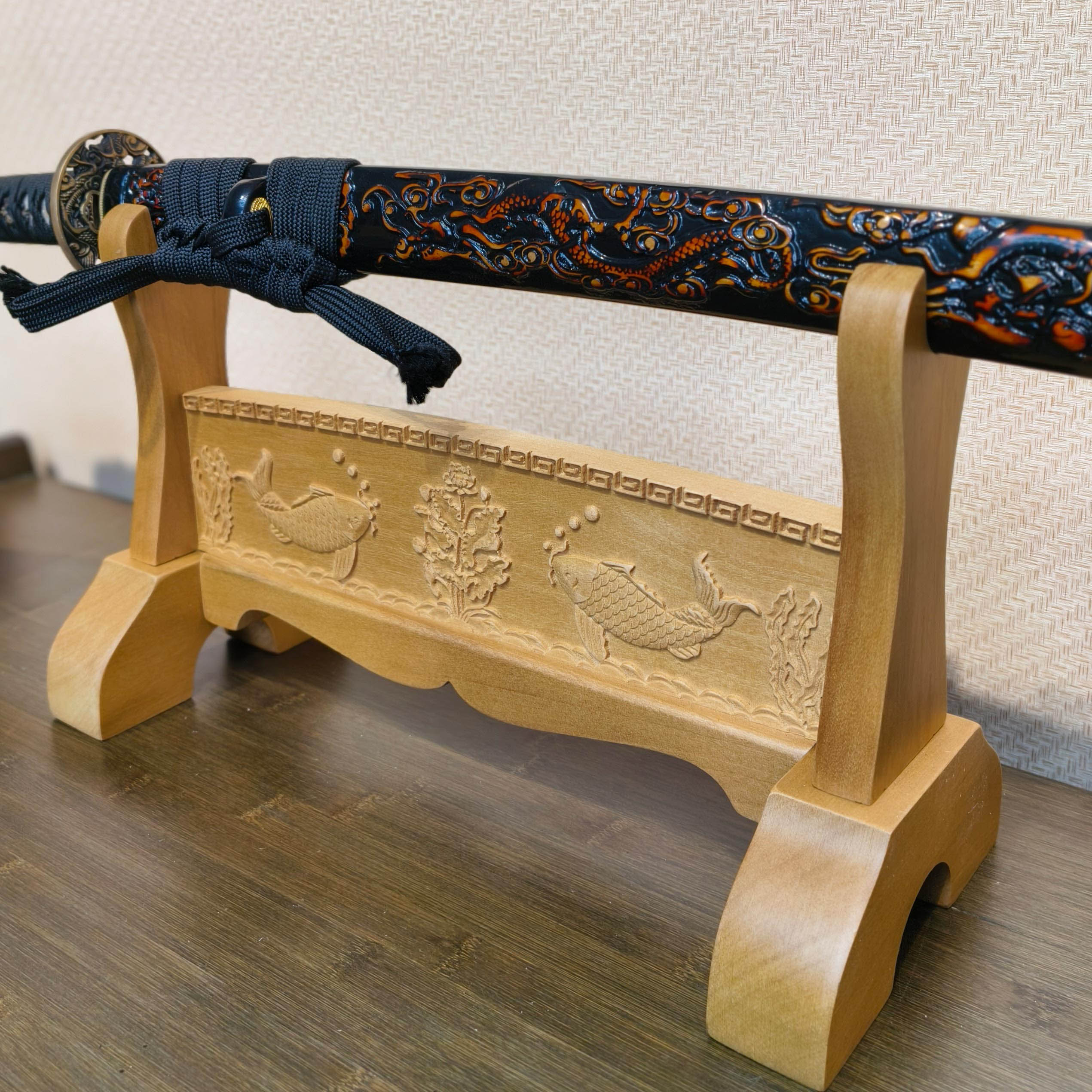 Exquisite Carved Wooden Sword Display Stands | 1 ~ 3 Tiers | Dragon/ Kylin/ Koi / Crane/ Fu /Plain | Holder Rack Stand - Spartan Blades Club - 陳氏劍莊1892