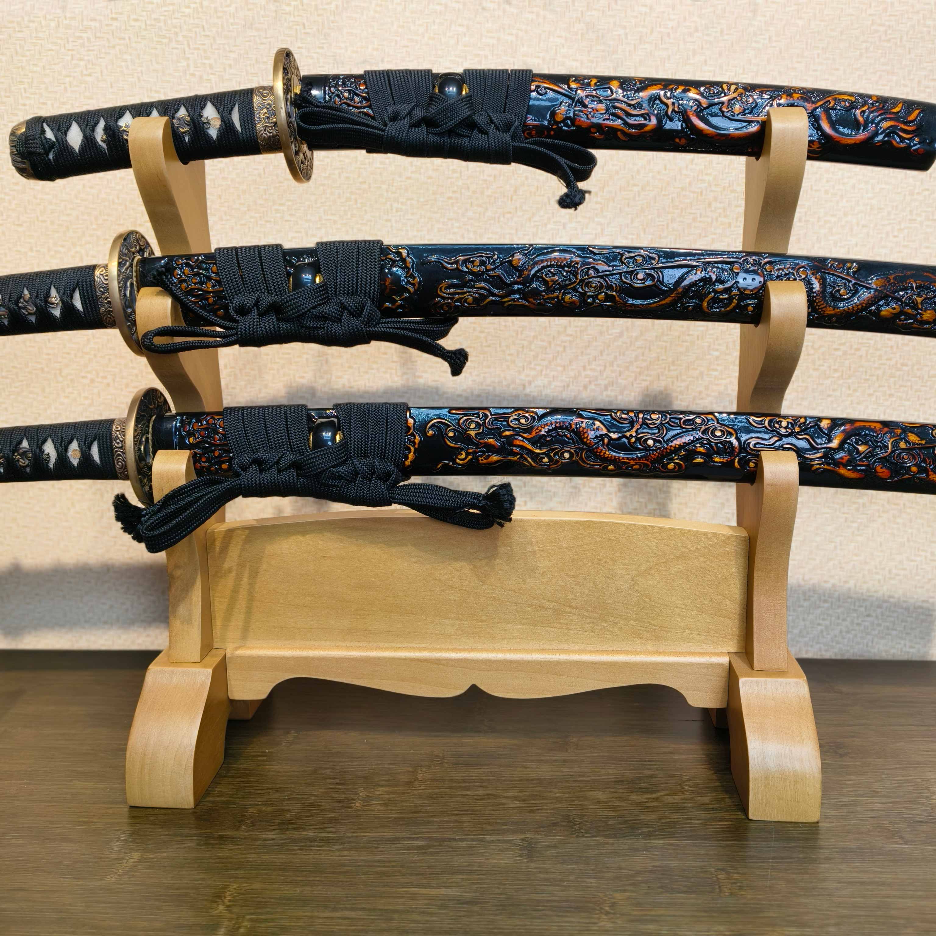 Exquisite Carved Wooden Sword Display Stands | 1 ~ 3 Tiers | Dragon/ Kylin/ Koi / Crane/ Fu /Plain | Holder Rack Stand - Spartan Blades Club - 陳氏劍莊1892