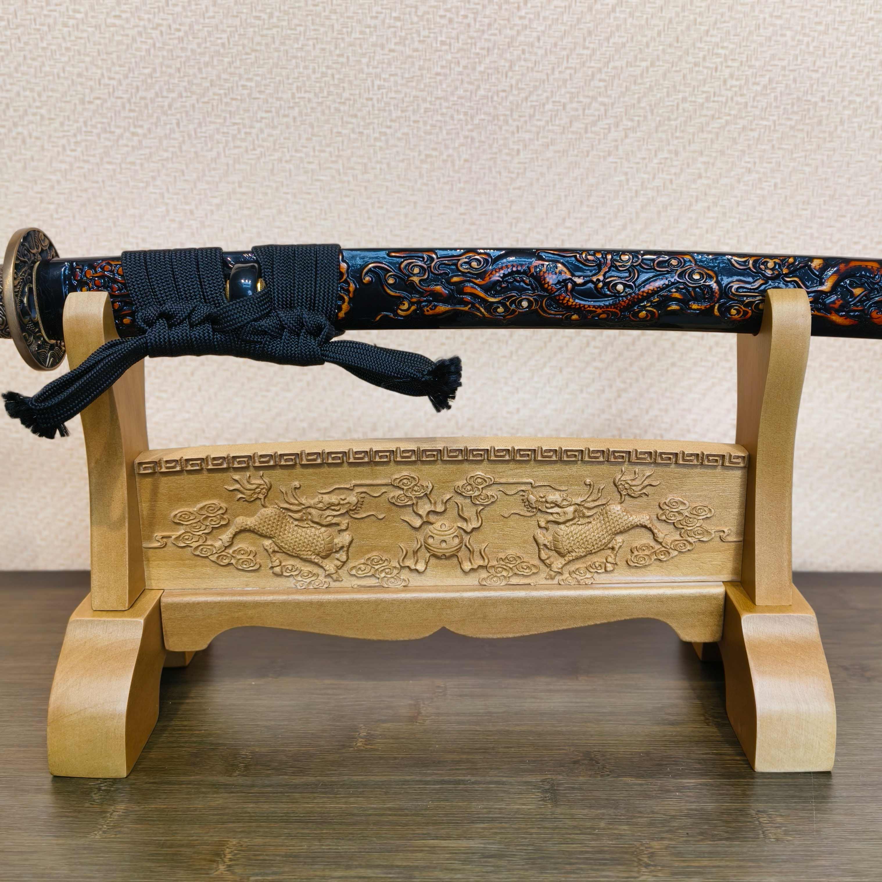 Exquisite Carved Wooden Sword Display Stands | 1 ~ 3 Tiers | Dragon/ Kylin/ Koi / Crane/ Fu /Plain | Holder Rack Stand - Spartan Blades Club - 陳氏劍莊1892