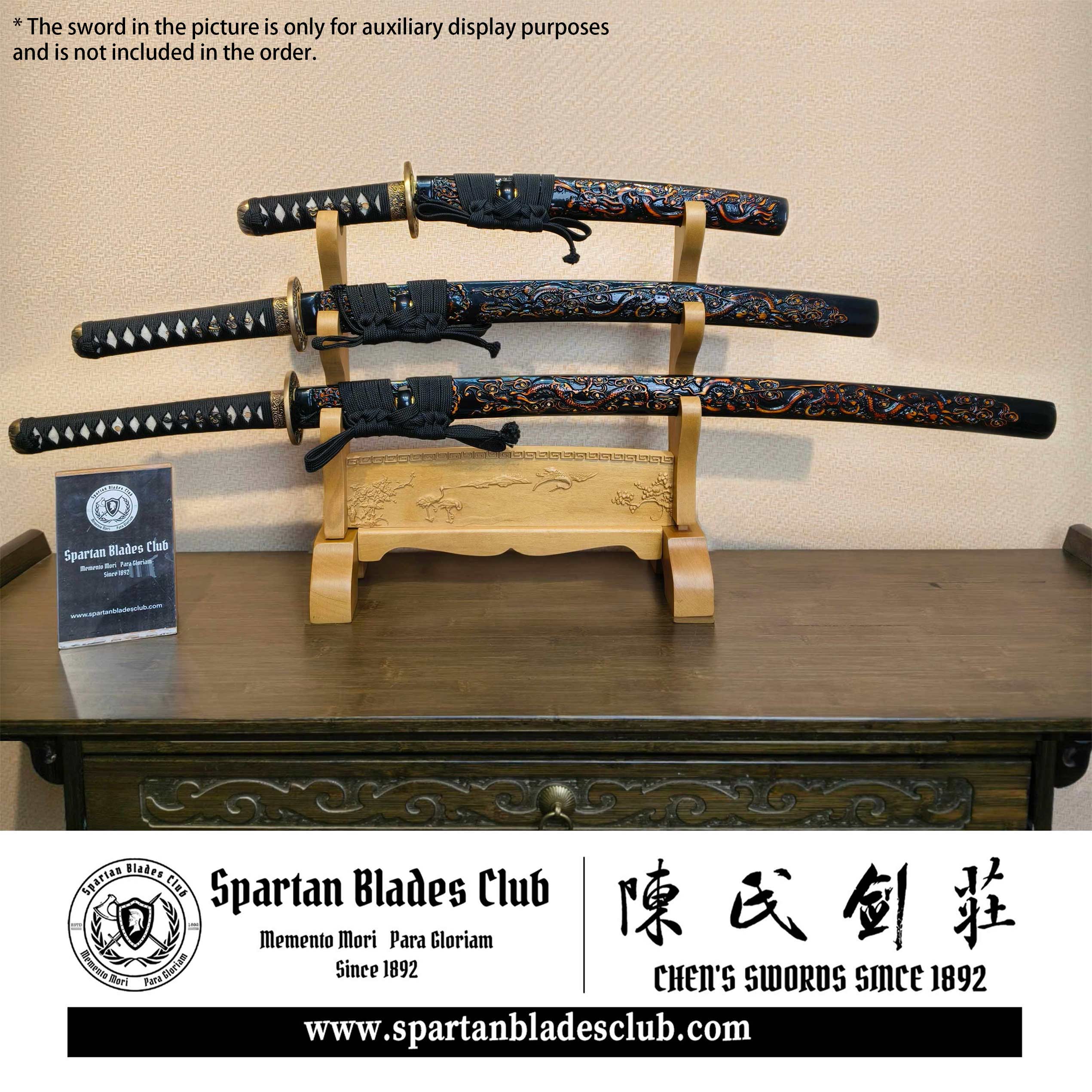Exquisite Carved Wooden Sword Display Stands | 1 ~ 3 Tiers | Dragon/ Kylin/ Koi / Crane/ Fu /Plain | Holder Rack Stand - Spartan Blades Club - 陳氏劍莊1892