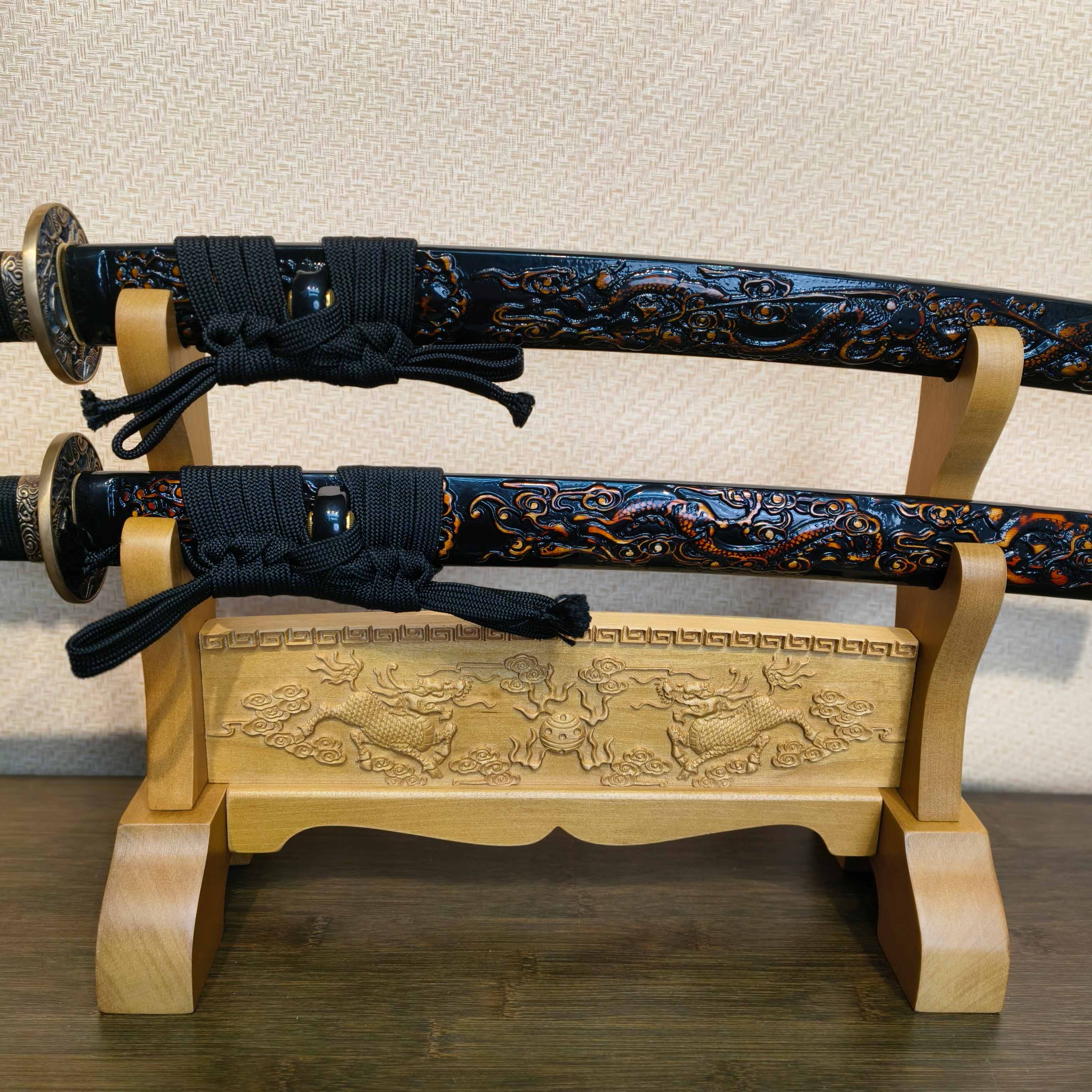 Exquisite Carved Wooden Sword Display Stands | 1 ~ 3 Tiers | Dragon/ Kylin/ Koi / Crane/ Fu /Plain | Holder Rack Stand - Spartan Blades Club - 陳氏劍莊1892