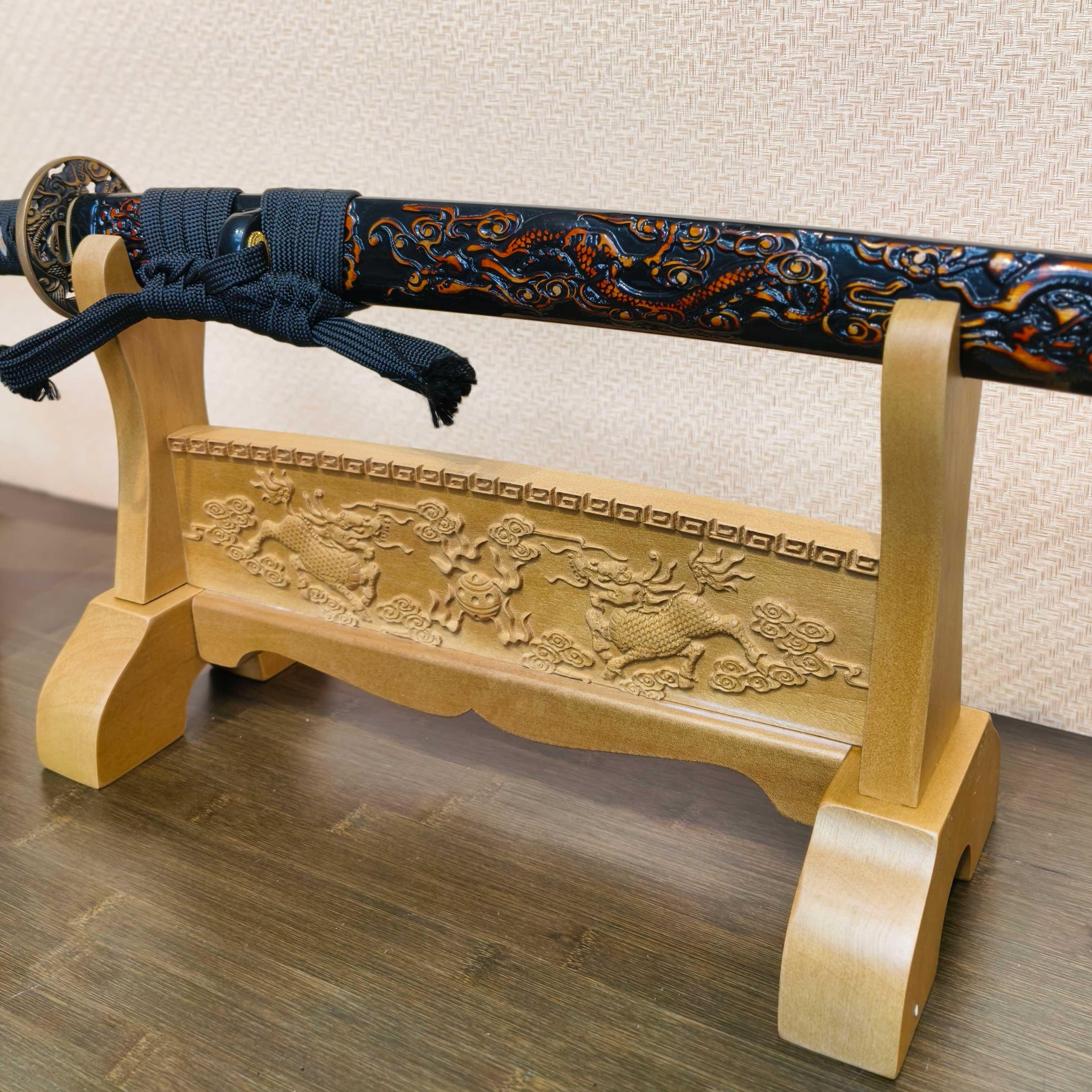 Exquisite Carved Wooden Sword Display Stands | 1 ~ 3 Tiers | Dragon/ Kylin/ Koi / Crane/ Fu /Plain | Holder Rack Stand - Spartan Blades Club - 陳氏劍莊1892