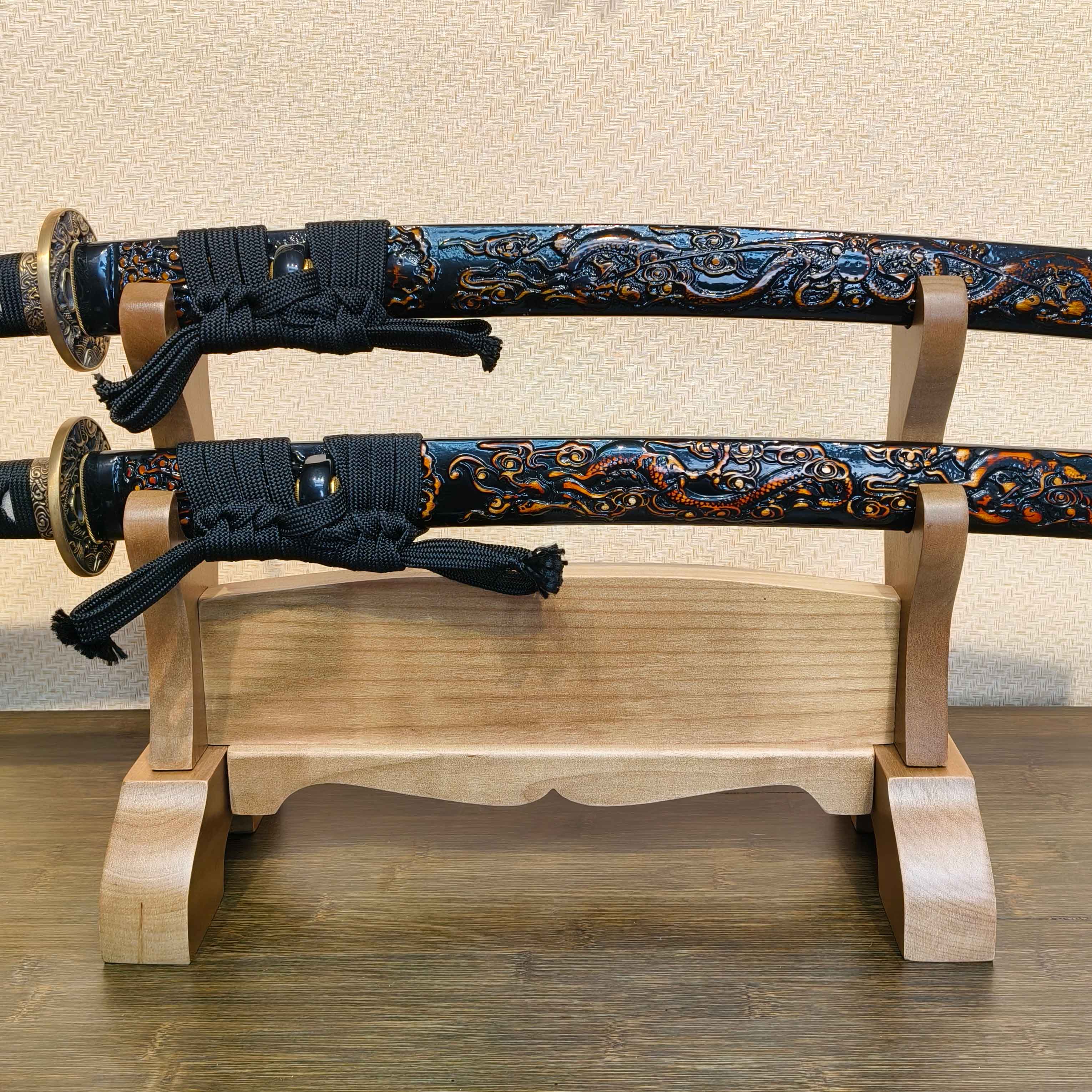 Exquisite Carved Wooden Sword Display Stands | 1 ~ 3 Tiers | Dragon/ Kylin/ Koi / Crane/ Fu /Plain | Holder Rack Stand - Spartan Blades Club - 陳氏劍莊1892
