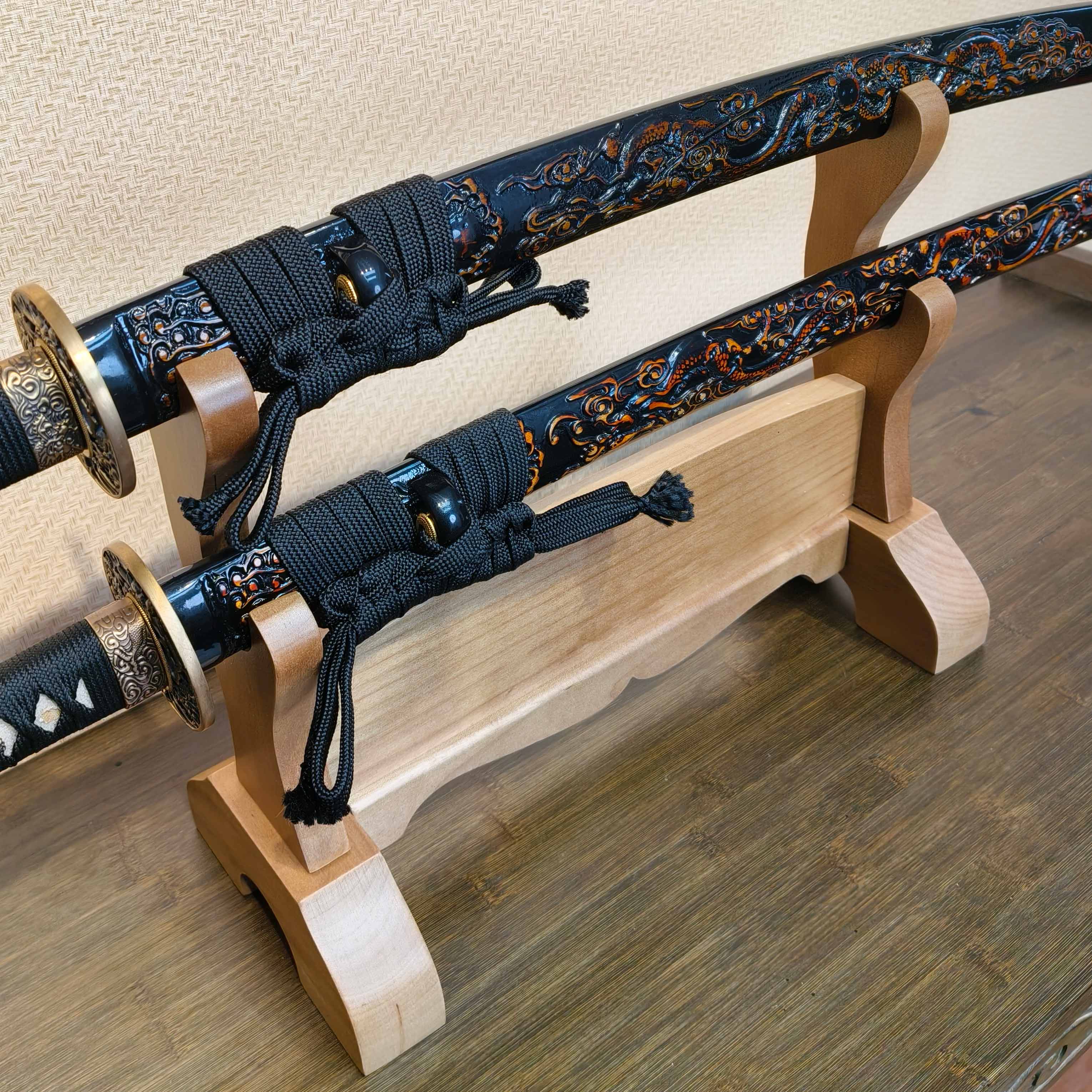 Exquisite Carved Wooden Sword Display Stands | 1 ~ 3 Tiers | Dragon/ Kylin/ Koi / Crane/ Fu /Plain | Holder Rack Stand - Spartan Blades Club - 陳氏劍莊1892