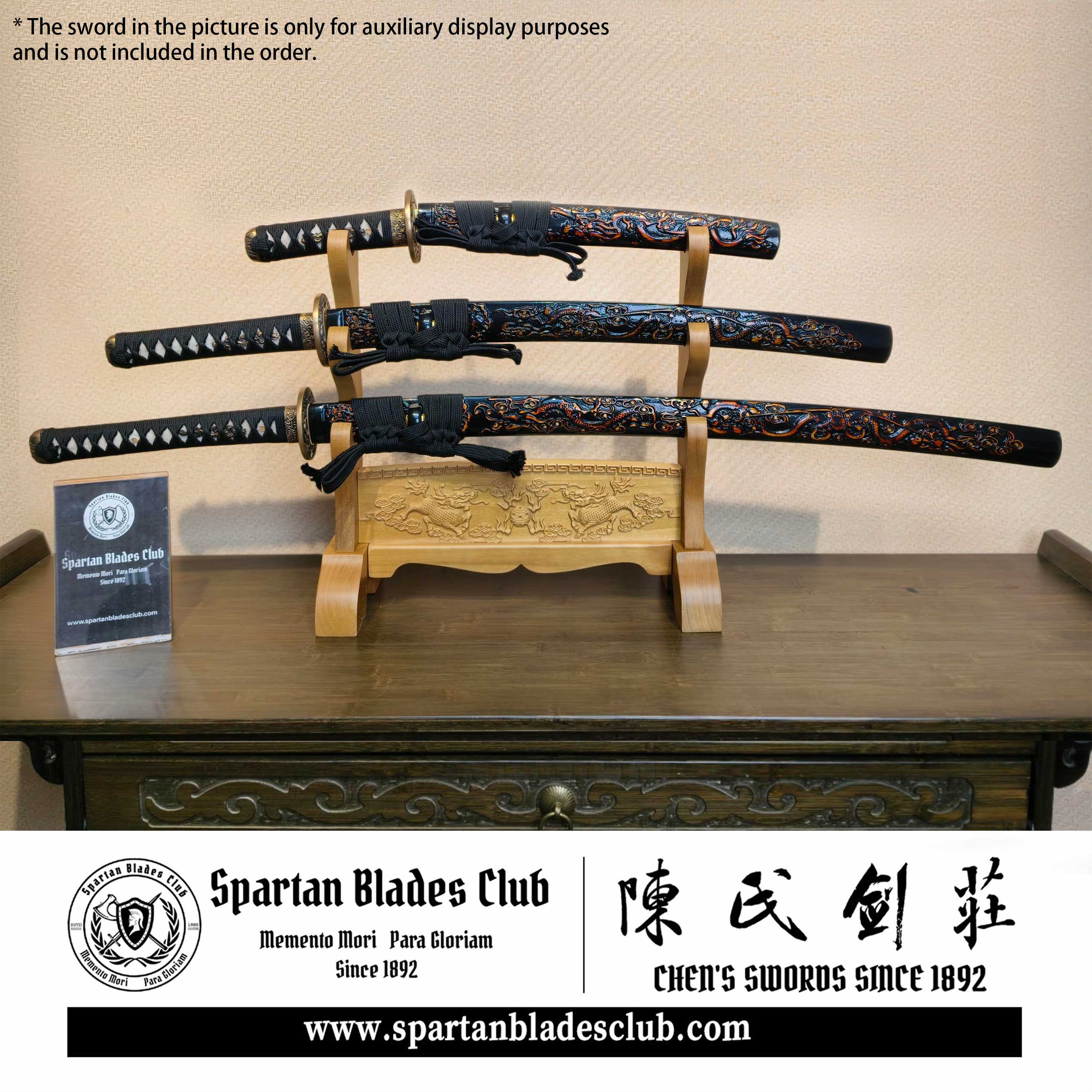 Exquisite Carved Wooden Sword Display Stands | 1 ~ 3 Tiers | Dragon/ Kylin/ Koi / Crane/ Fu /Plain | Holder Rack Stand - Spartan Blades Club - 陳氏劍莊1892
