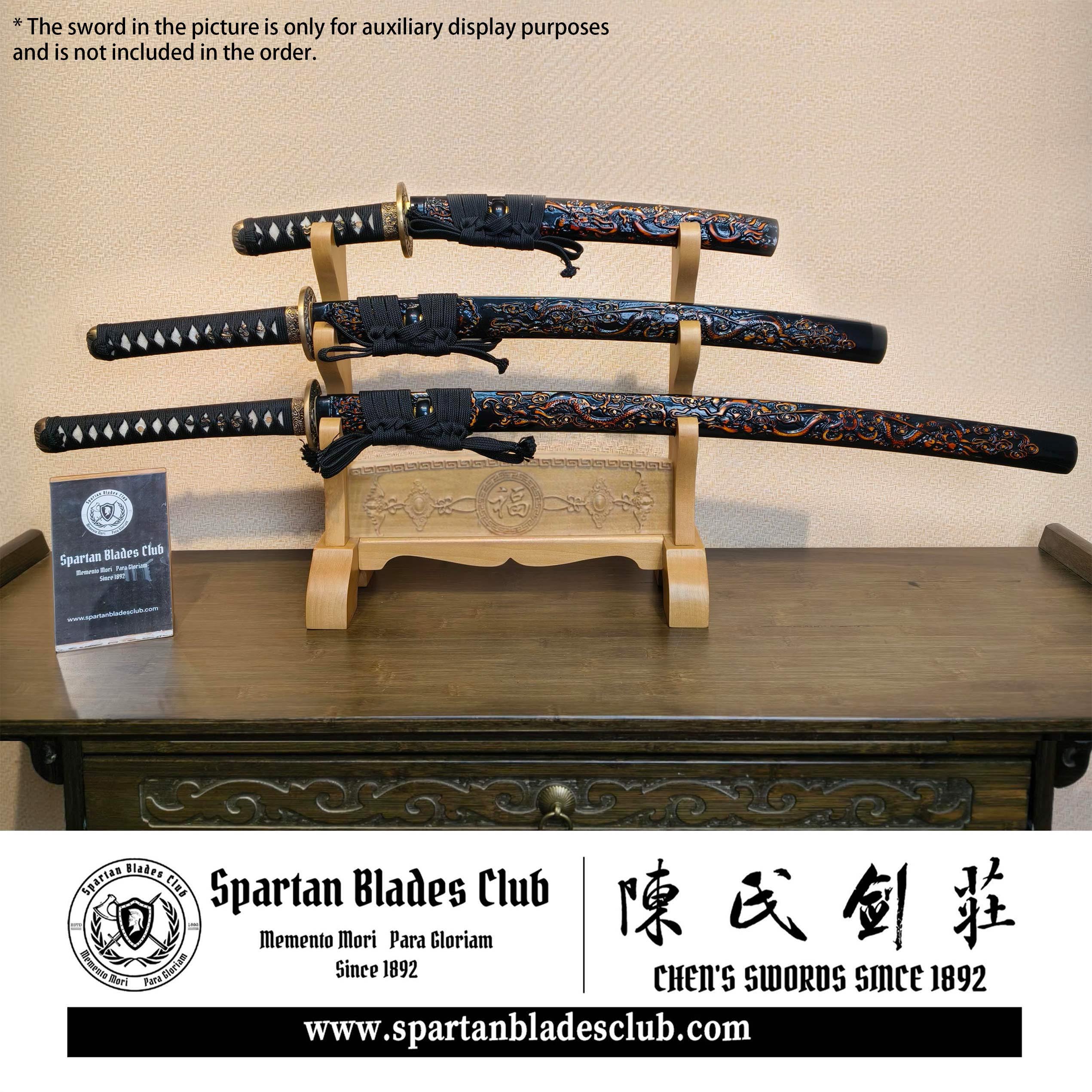 Exquisite Carved Wooden Sword Display Stands | 1 ~ 3 Tiers | Dragon/ Kylin/ Koi / Crane/ Fu /Plain | Holder Rack Stand - Spartan Blades Club - 陳氏劍莊1892