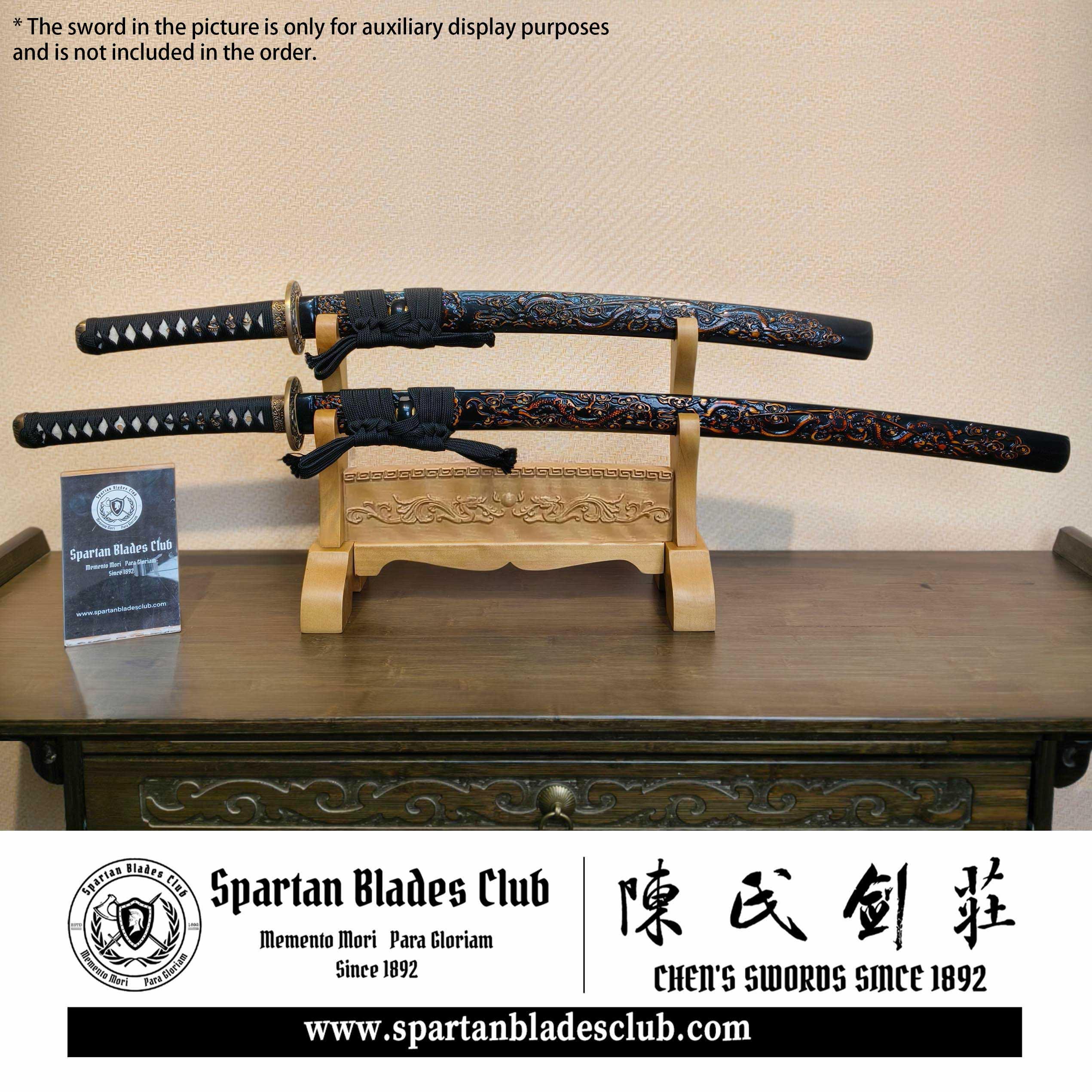 Exquisite Carved Wooden Sword Display Stands | 1 ~ 3 Tiers | Dragon/ Kylin/ Koi / Crane/ Fu /Plain | Holder Rack Stand - Spartan Blades Club - 陳氏劍莊1892