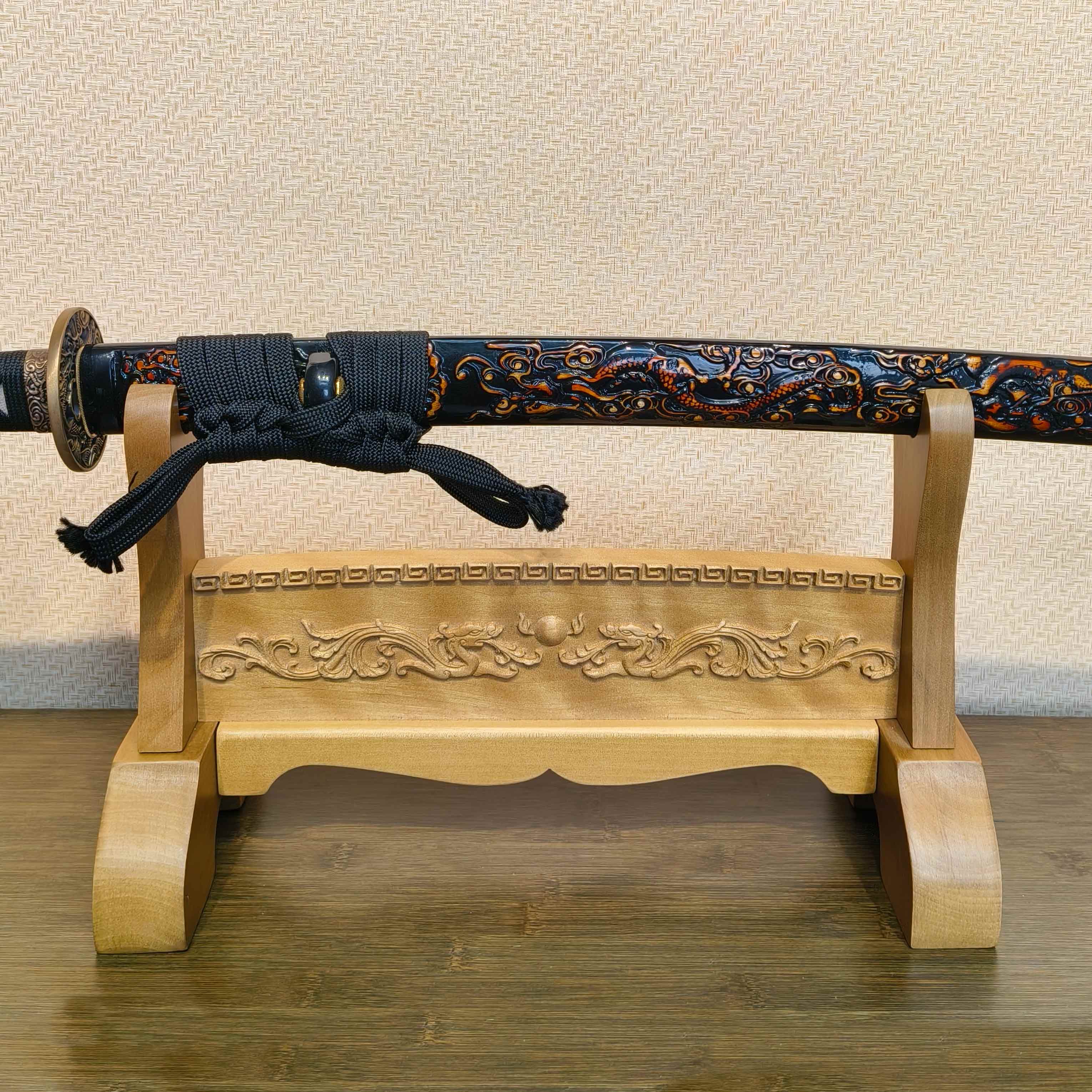 Exquisite Carved Wooden Sword Display Stands | 1 ~ 3 Tiers | Dragon/ Kylin/ Koi / Crane/ Fu /Plain | Holder Rack Stand - Spartan Blades Club - 陳氏劍莊1892