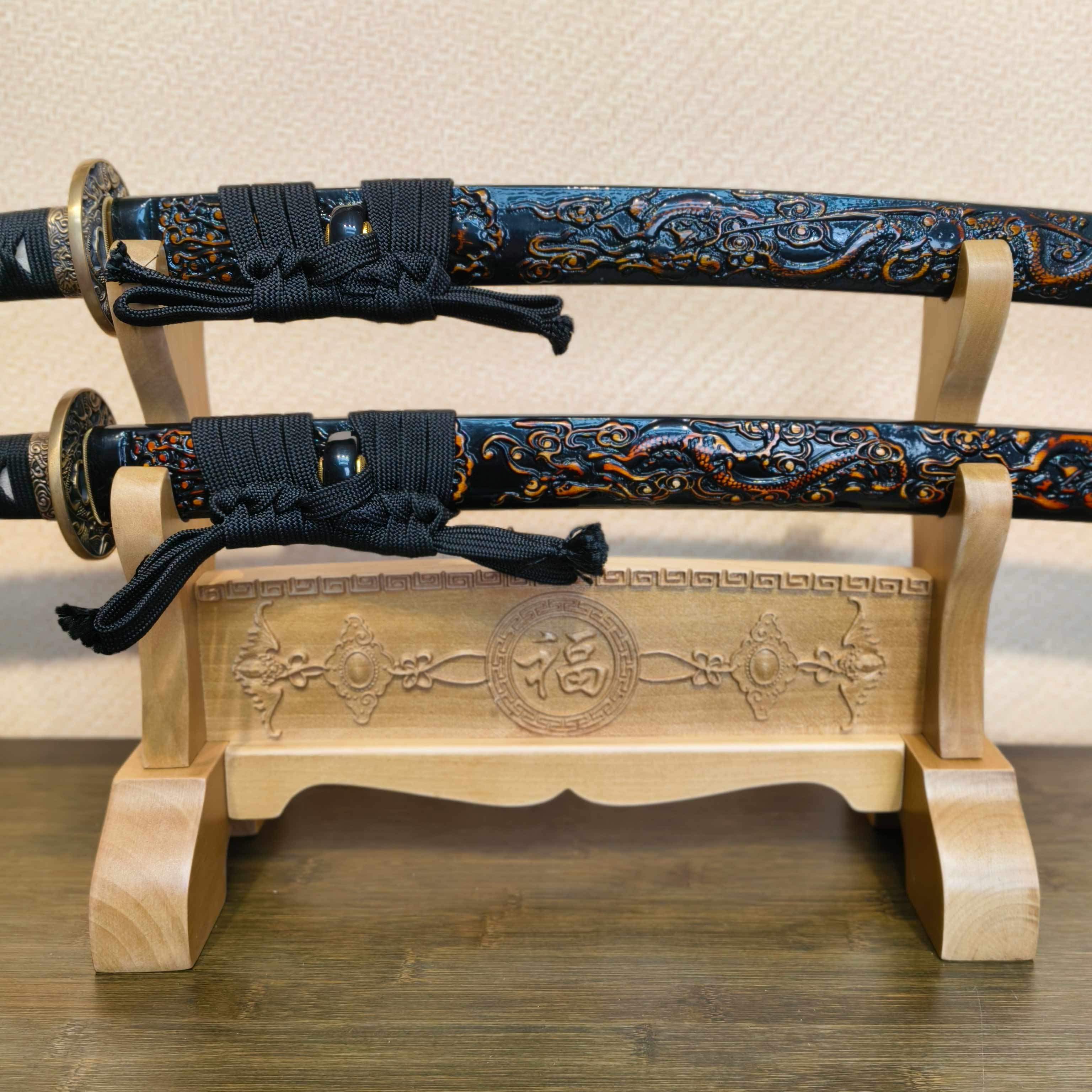 Exquisite Carved Wooden Sword Display Stands | 1 ~ 3 Tiers | Dragon/ Kylin/ Koi / Crane/ Fu /Plain | Holder Rack Stand - Spartan Blades Club - 陳氏劍莊1892