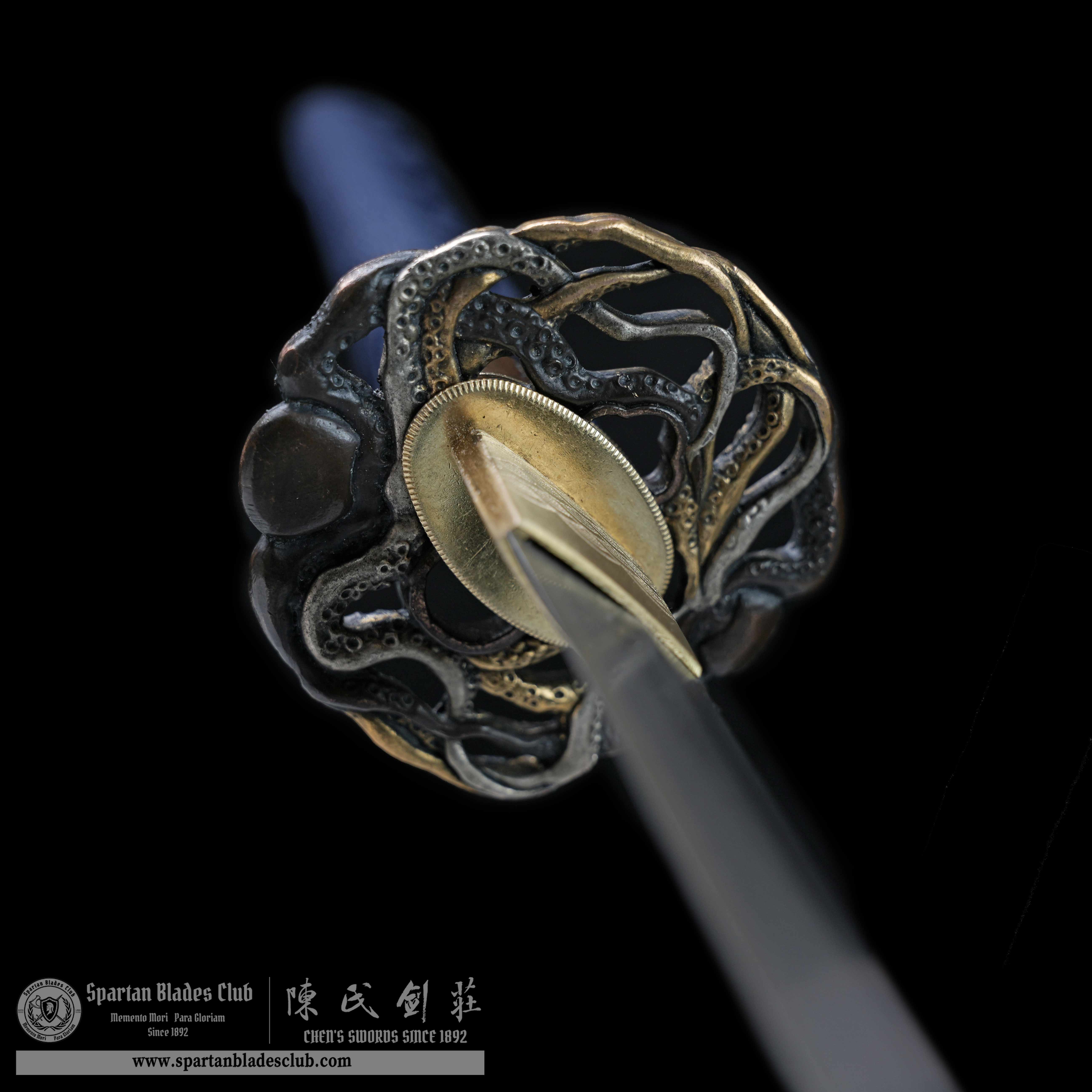 HY07|🐙🌊Zhang Ying Blade|Katana|Damascus steel|octopus|Black&Blue|Battle-Ready|Full-tang|Spartan Blades Club|CHEN'S SWORDS 1892 - Spartan Blades Club - 陳氏劍莊1892