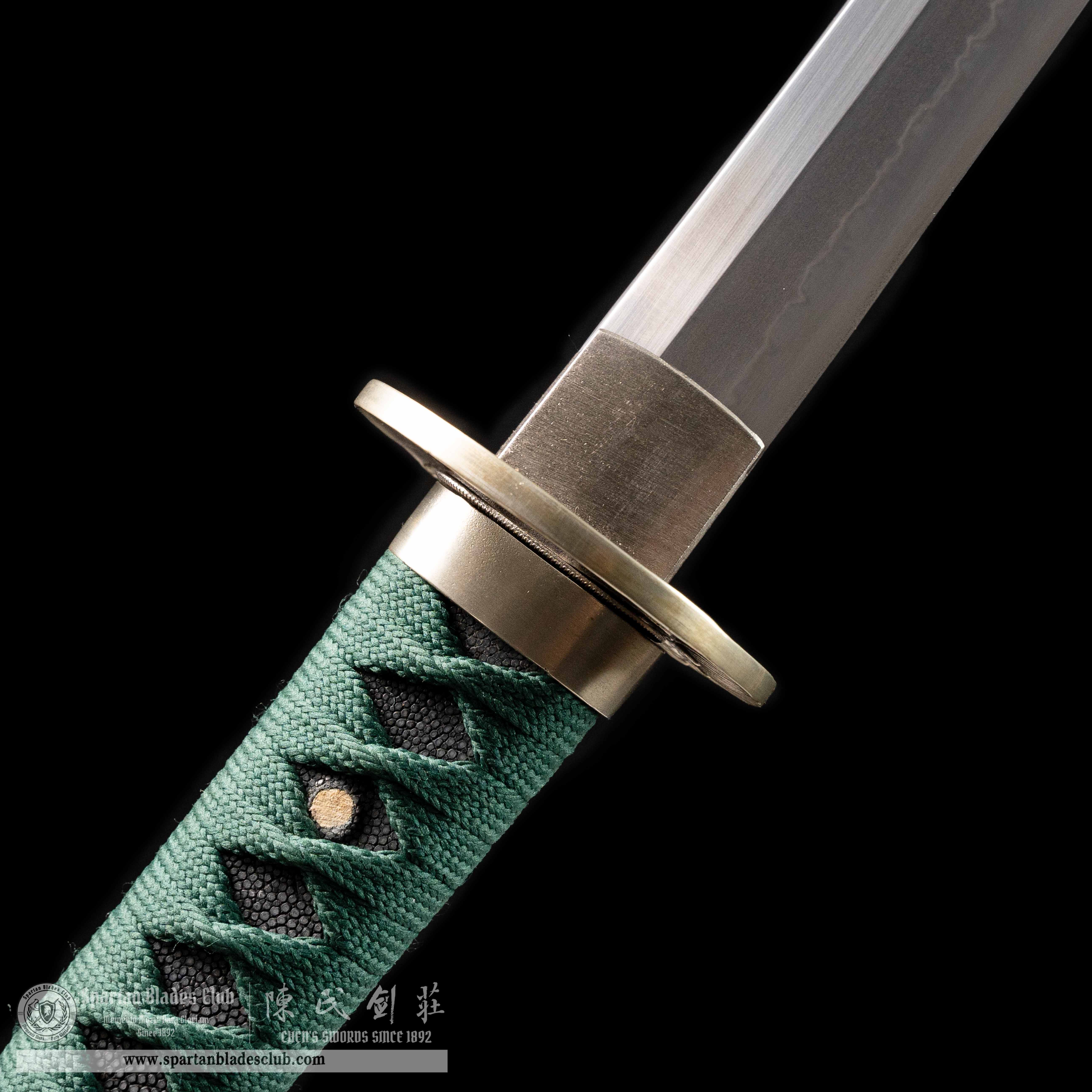 HY03|Ethereal Oni|Katana|Tamahagane Steel|Clay-tempered|Real Hamon Hadori Polishing|oni|Black&Green|Battle-Ready|Full-tang|Spartan Blades Club|CHEN'S SWORDS 1892 - Spartan Blades Club - 陳氏劍莊1892