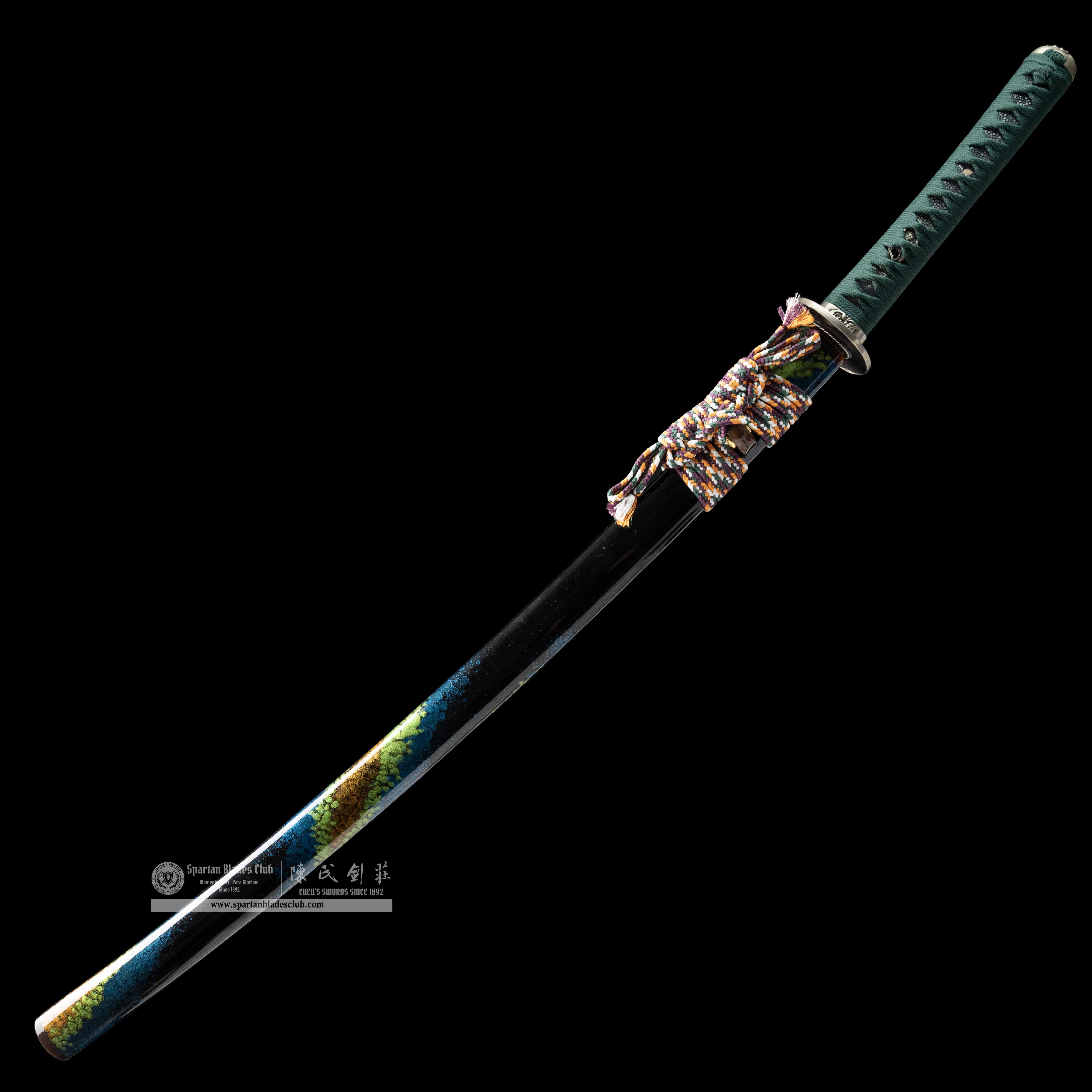 HY03|Ethereal Oni|Katana|Tamahagane Steel|Clay-tempered|Real Hamon Hadori Polishing|oni|Black&Green|Battle-Ready|Full-tang|Spartan Blades Club|CHEN'S SWORDS 1892 - Spartan Blades Club - 陳氏劍莊1892