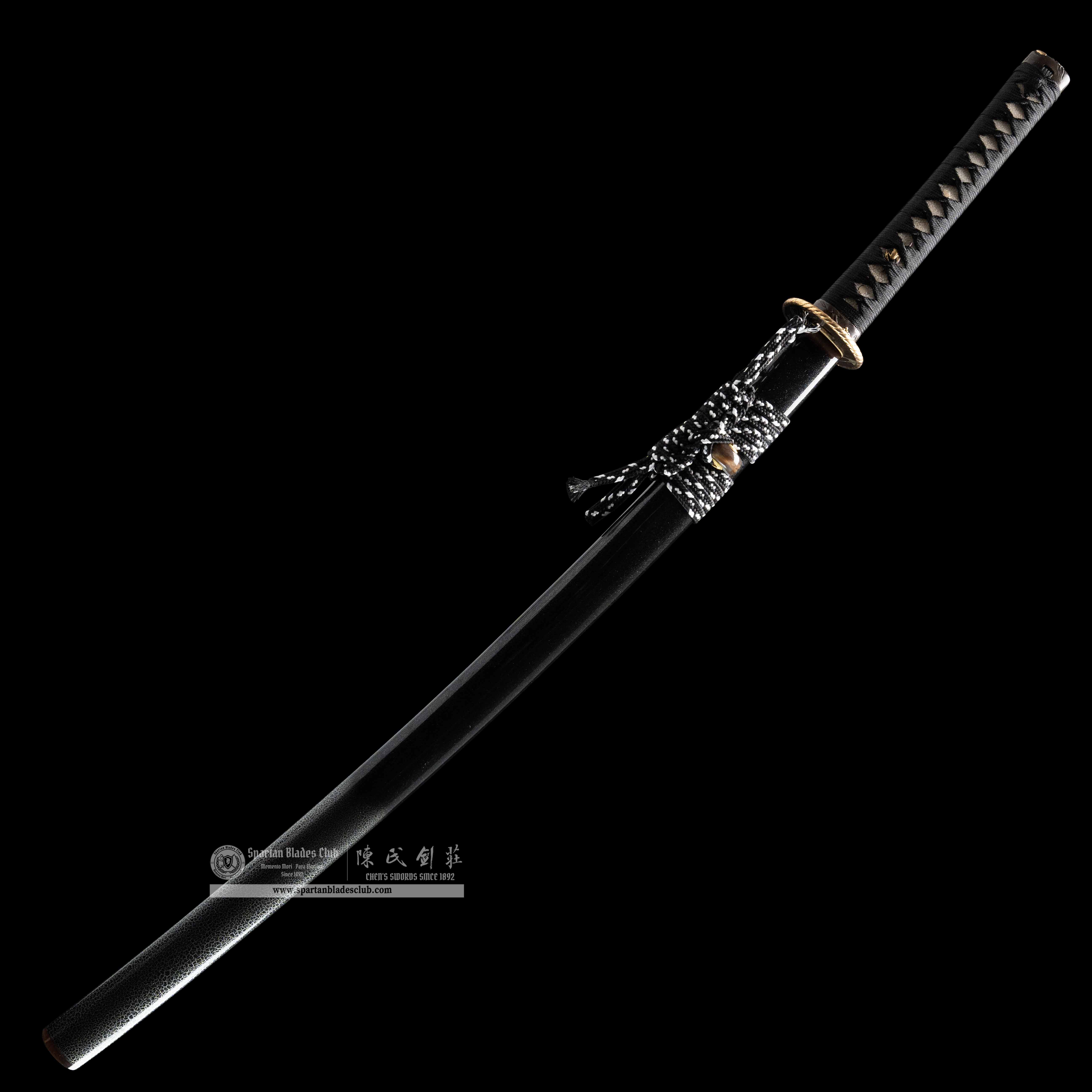 HY04|🕸Nocturnal Spider|Katana|T10 Steel|Clay-tempered|Real Hamon|Spider&cobweb|Black|Battle-Ready|Full-tang|Spartan Blades Club|CHEN'S SWORDS 1892 - Spartan Blades Club - 陳氏劍莊1892