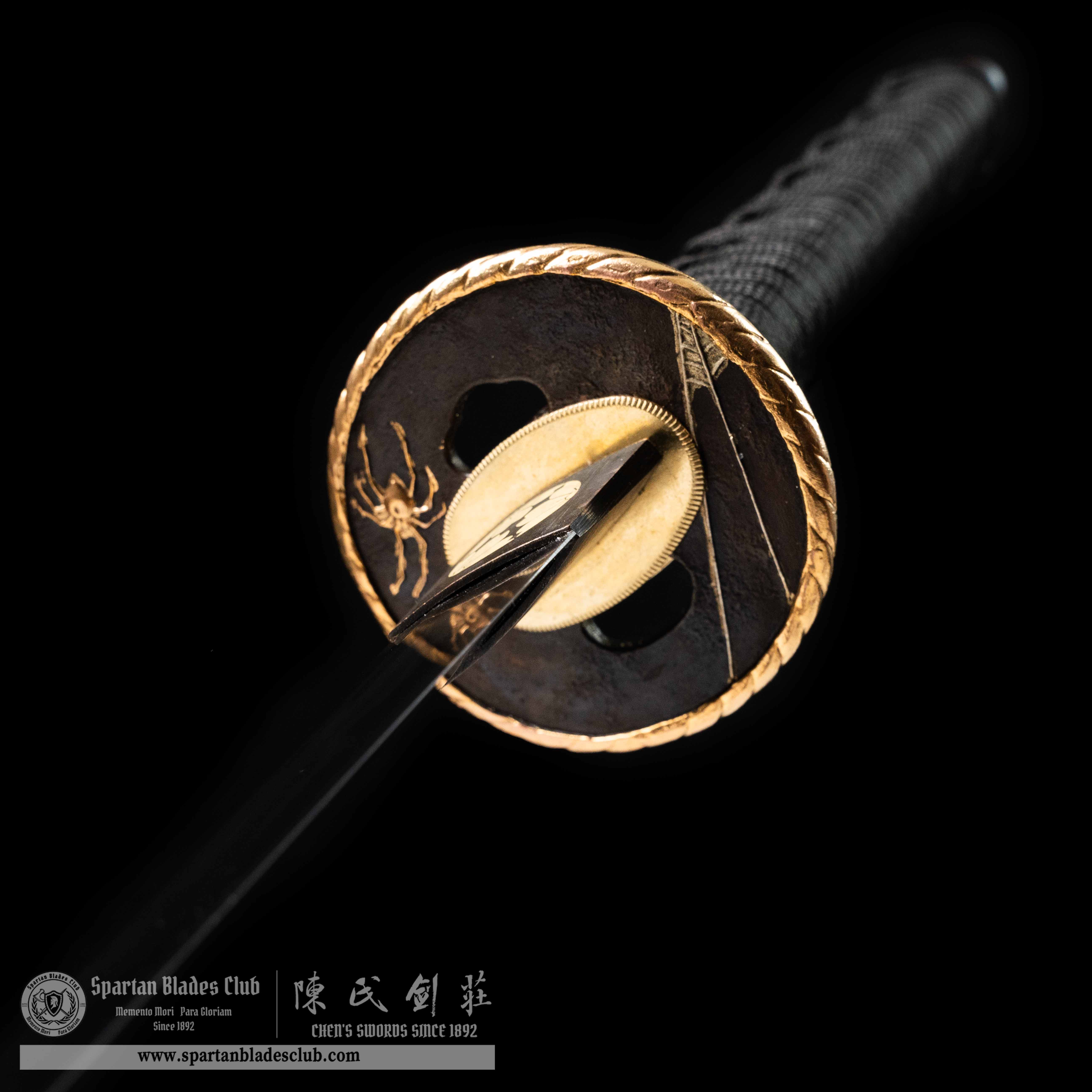 HY04|🕸Nocturnal Spider|Katana|T10 Steel|Clay-tempered|Real Hamon|Spider&cobweb|Black|Battle-Ready|Full-tang|Spartan Blades Club|CHEN'S SWORDS 1892 - Spartan Blades Club - 陳氏劍莊1892