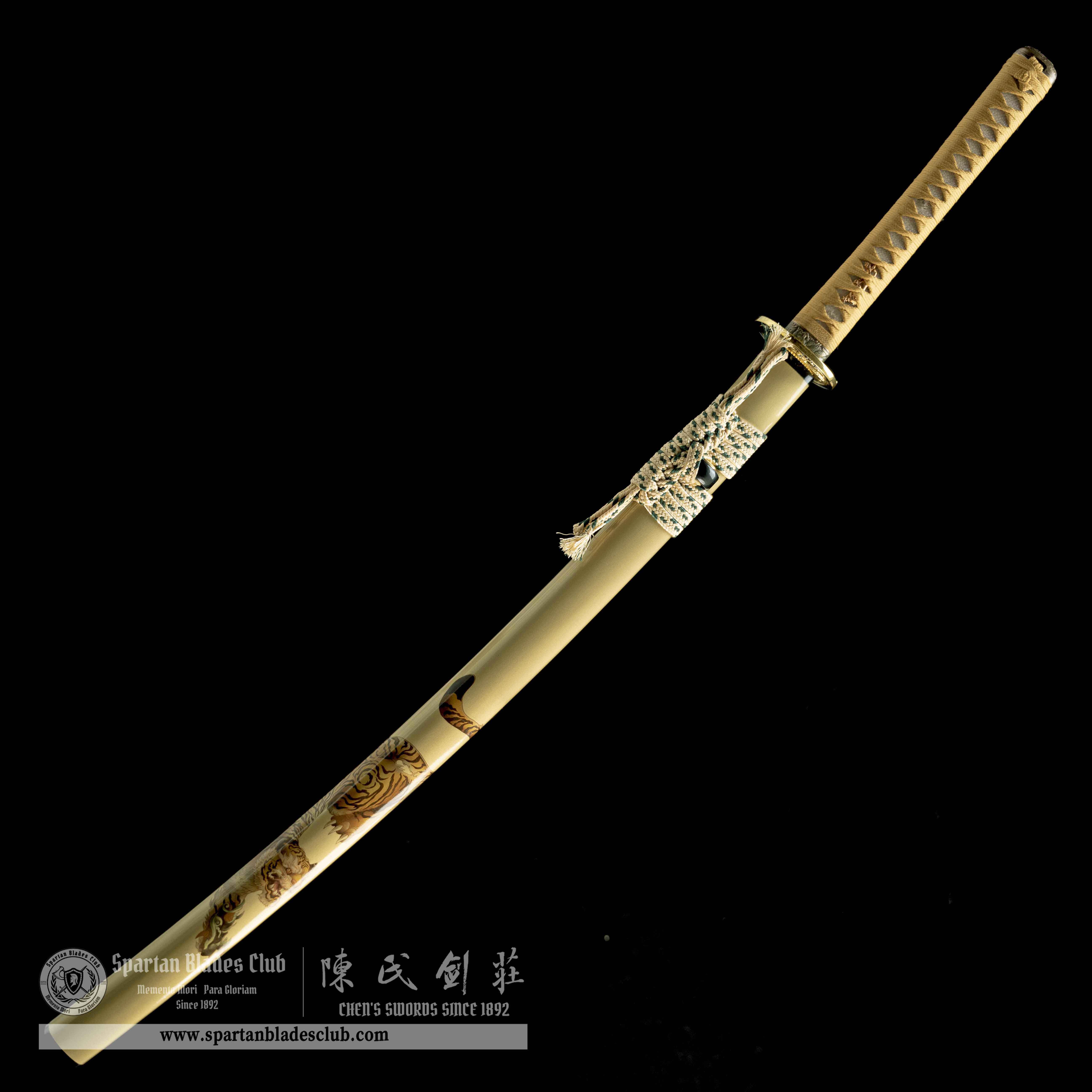 HY01｜🐅Golden Tiger｜Katana｜Damascus steal｜Heat-colored golden｜Battle-Ready｜Full-tang｜Spartan Blades Club｜CHEN'S SWORDS 1892 - Spartan Blades Club - 陳氏劍莊1892