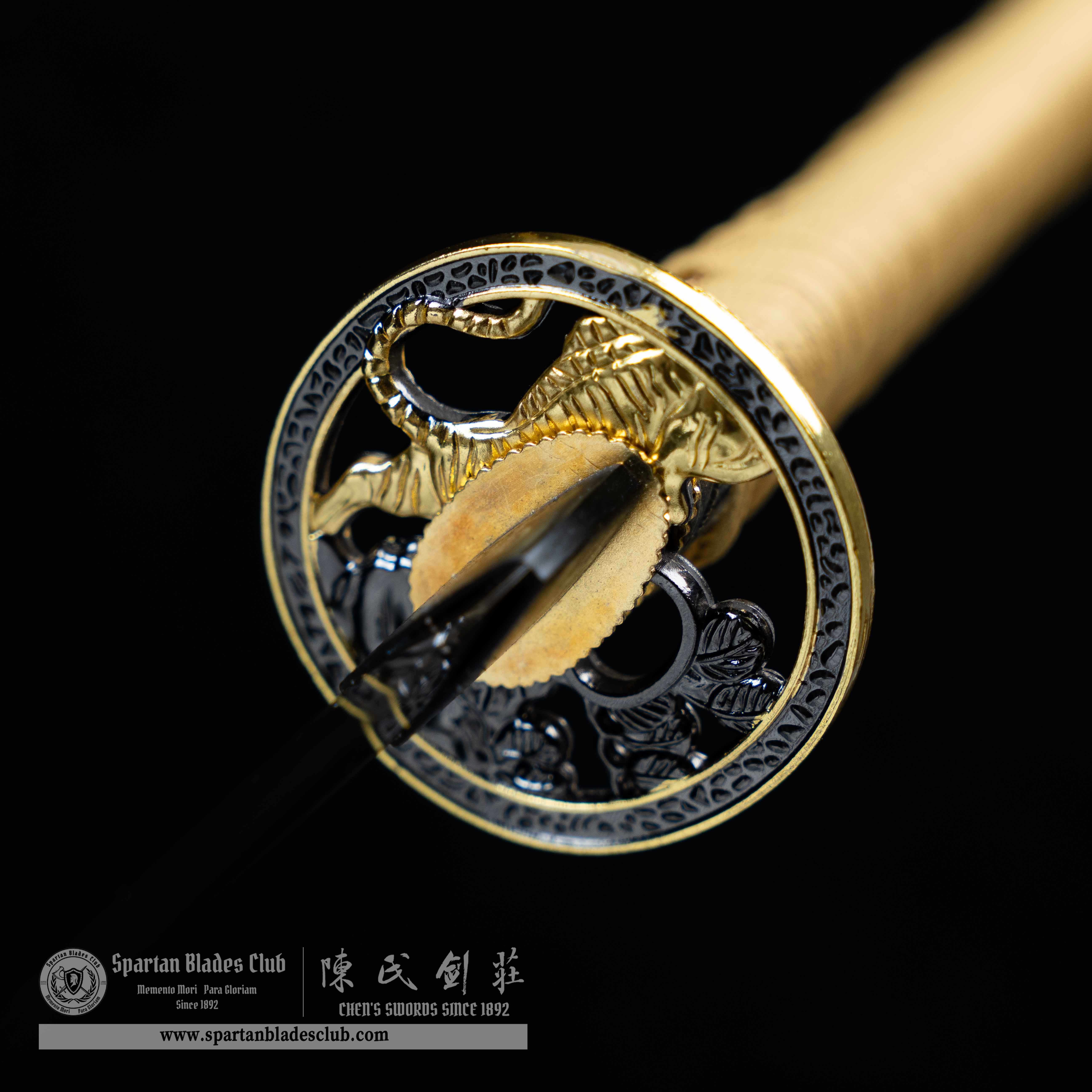 HY01｜🐅Golden Tiger｜Katana｜Damascus steal｜Heat-colored golden｜Battle-Ready｜Full-tang｜Spartan Blades Club｜CHEN'S SWORDS 1892 - Spartan Blades Club - 陳氏劍莊1892