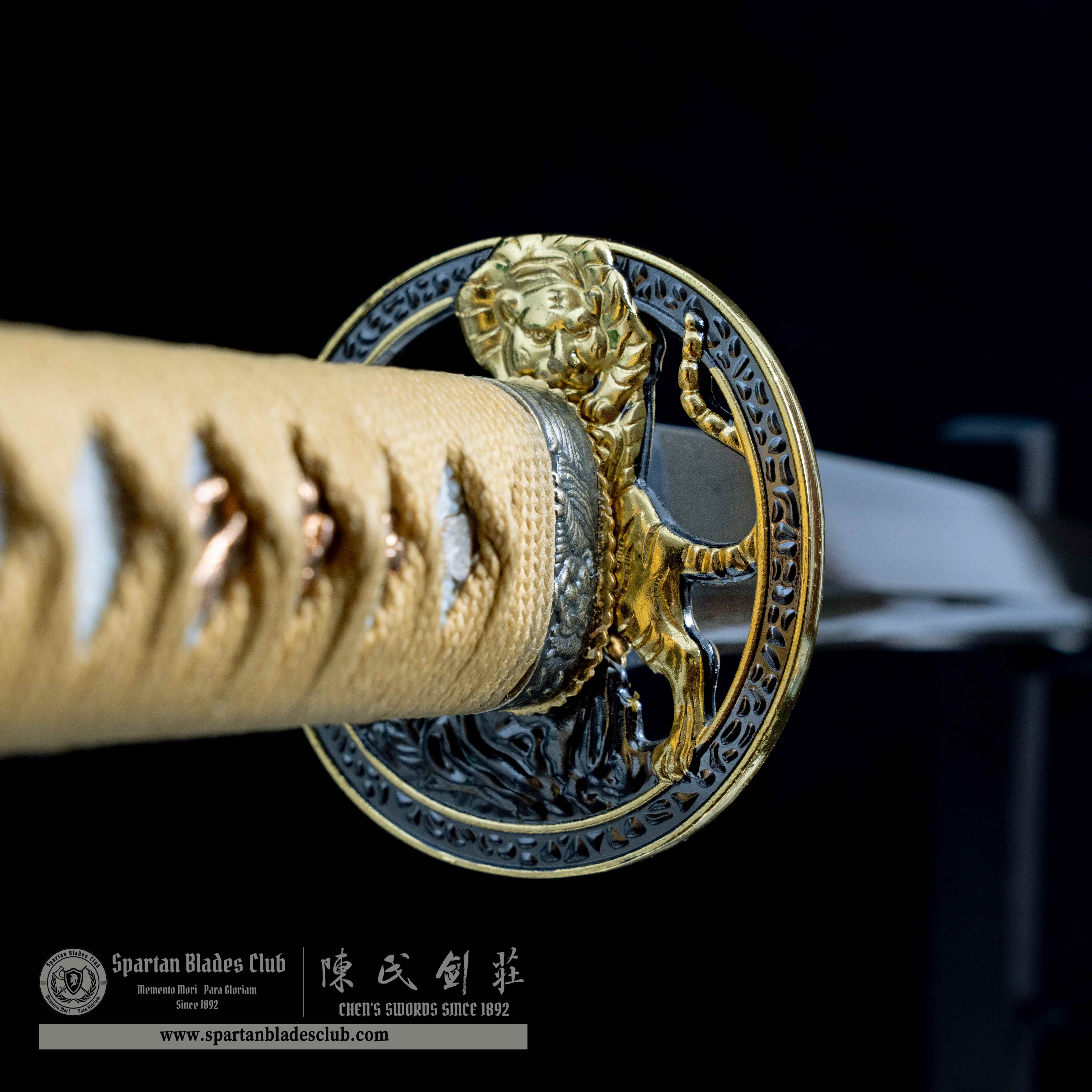 HY01|🐅Golden Tiger|Katana|Damascus steal|Heat-colored golden|Tiger|Golden|Battle-Ready|Full-tang|Spartan Blades Club|CHEN'S SWORDS 1892 - Spartan Blades Club - 陳氏劍莊1892