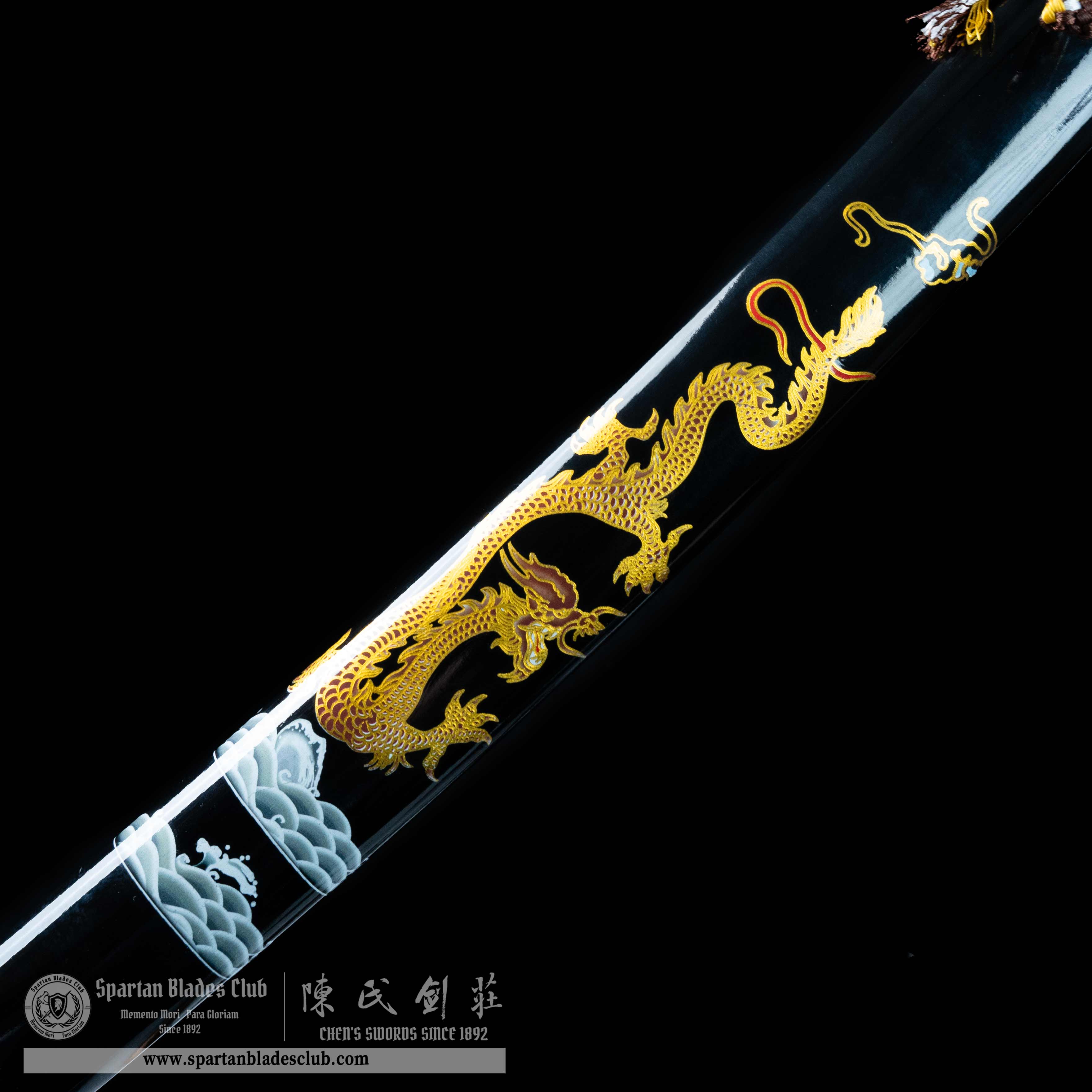 HY05|🐉Aureate Loong|Wakizashi|Damascus steel|Loong|Golden&Black&Brown|Battle-Ready|Full-tang|Spartan Blades Club|CHEN'S SWORDS 1892 - Spartan Blades Club - 陳氏劍莊1892