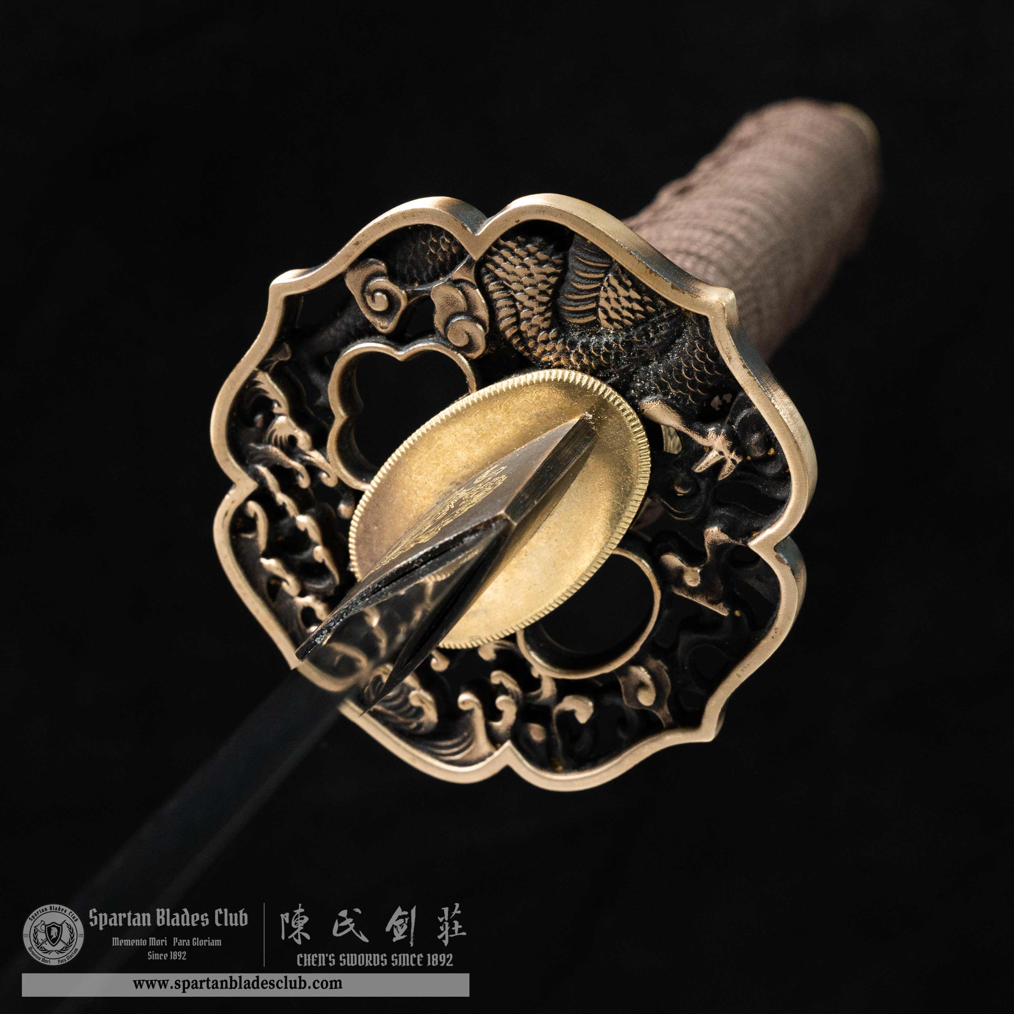 HY05|🐉Aureate Loong|Wakizashi|Damascus steel|Loong|Golden&Black&Brown|Battle-Ready|Full-tang|Spartan Blades Club|CHEN'S SWORDS 1892 - Spartan Blades Club - 陳氏劍莊1892