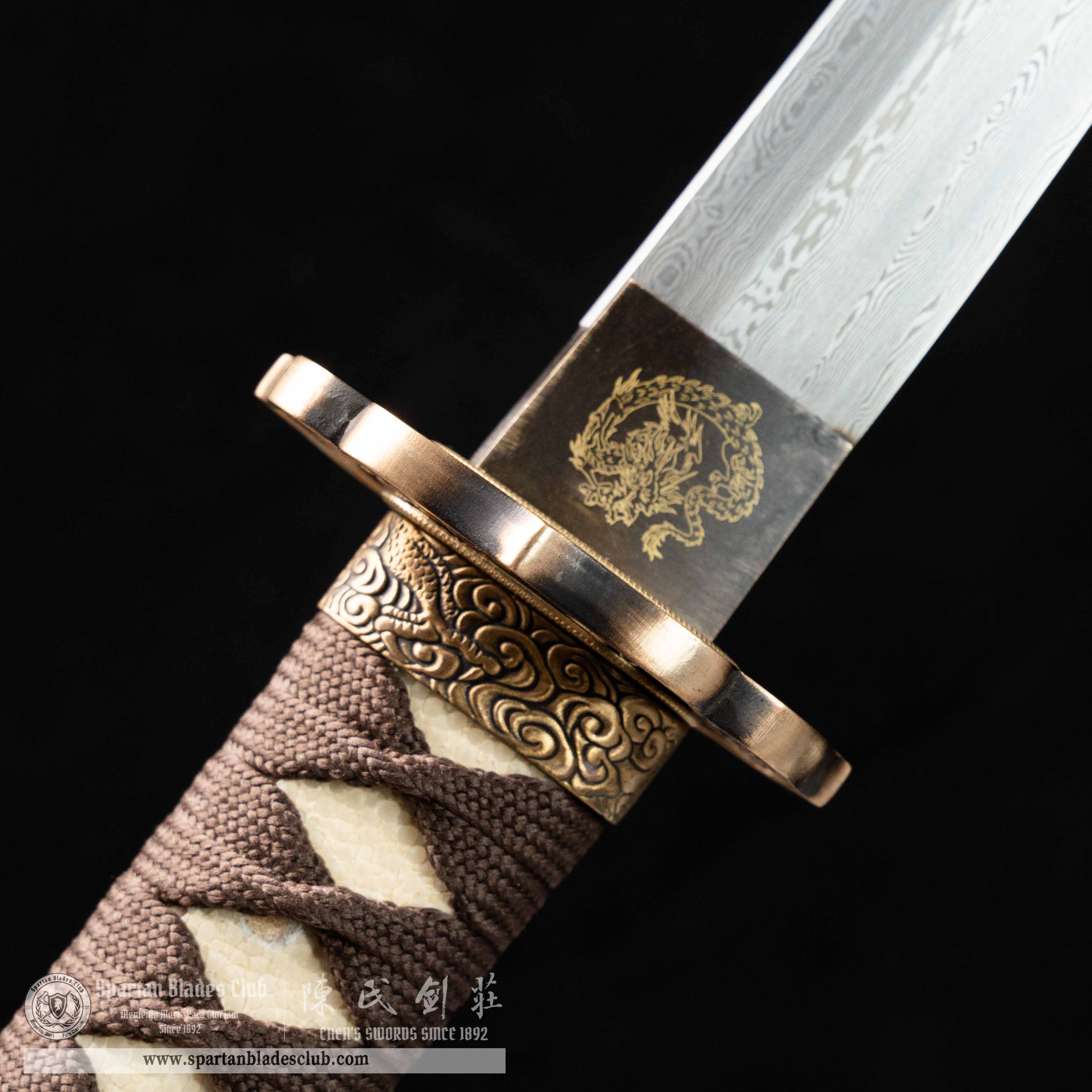 HY05|🐉Aureate Loong|Wakizashi|Damascus steel|Loong|Golden&Black&Brown|Battle-Ready|Full-tang|Spartan Blades Club|CHEN'S SWORDS 1892 - Spartan Blades Club - 陳氏劍莊1892