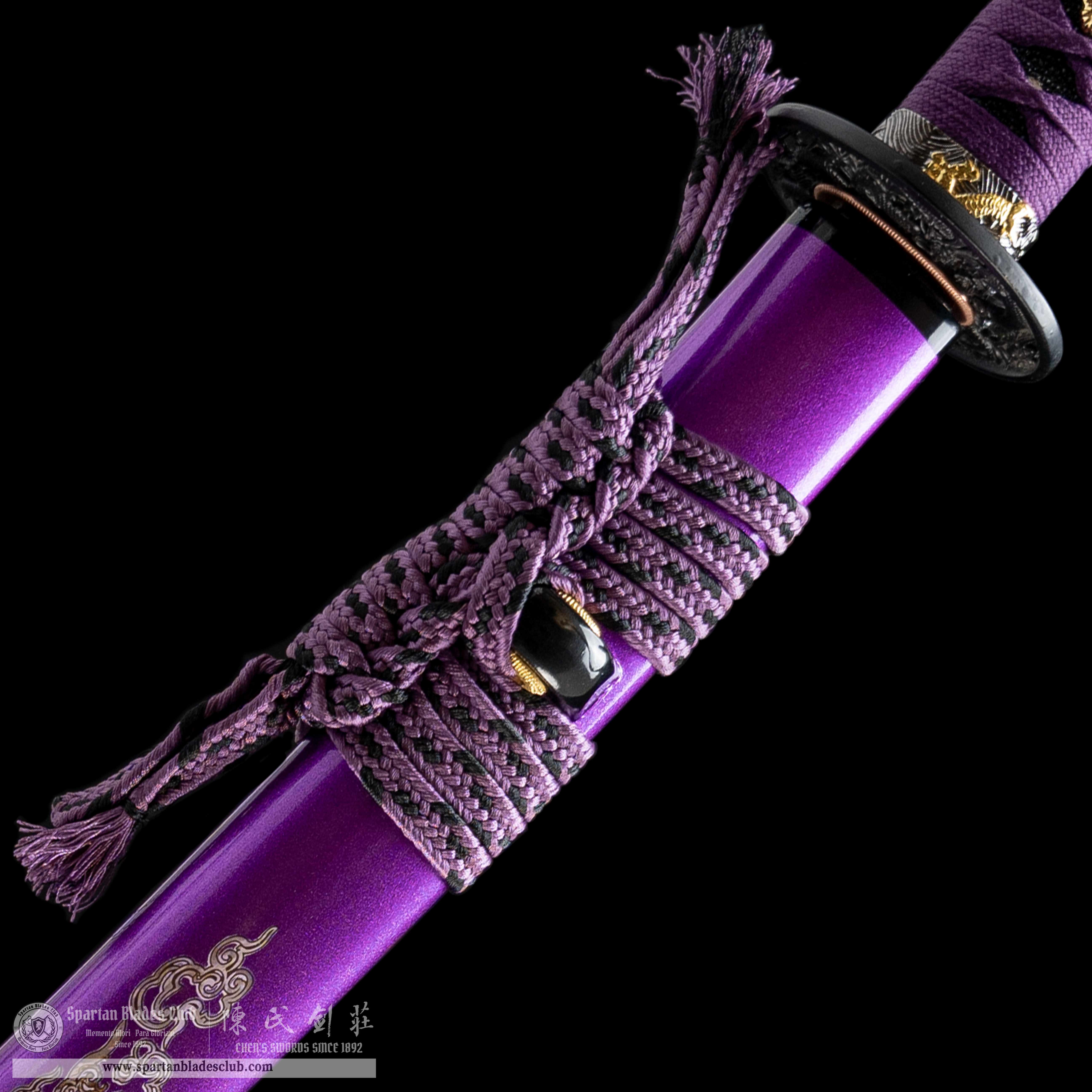 HY02｜🐉Violet Loong｜Katana｜High carbon steel｜Heat-colored purple｜Loong(Chinese Dragon)｜Purple｜Battle-Ready｜Full-tang｜Spartan Blades Club｜CHEN'S SWORDS 1892 - Spartan Blades Club - 陳氏劍莊1892
