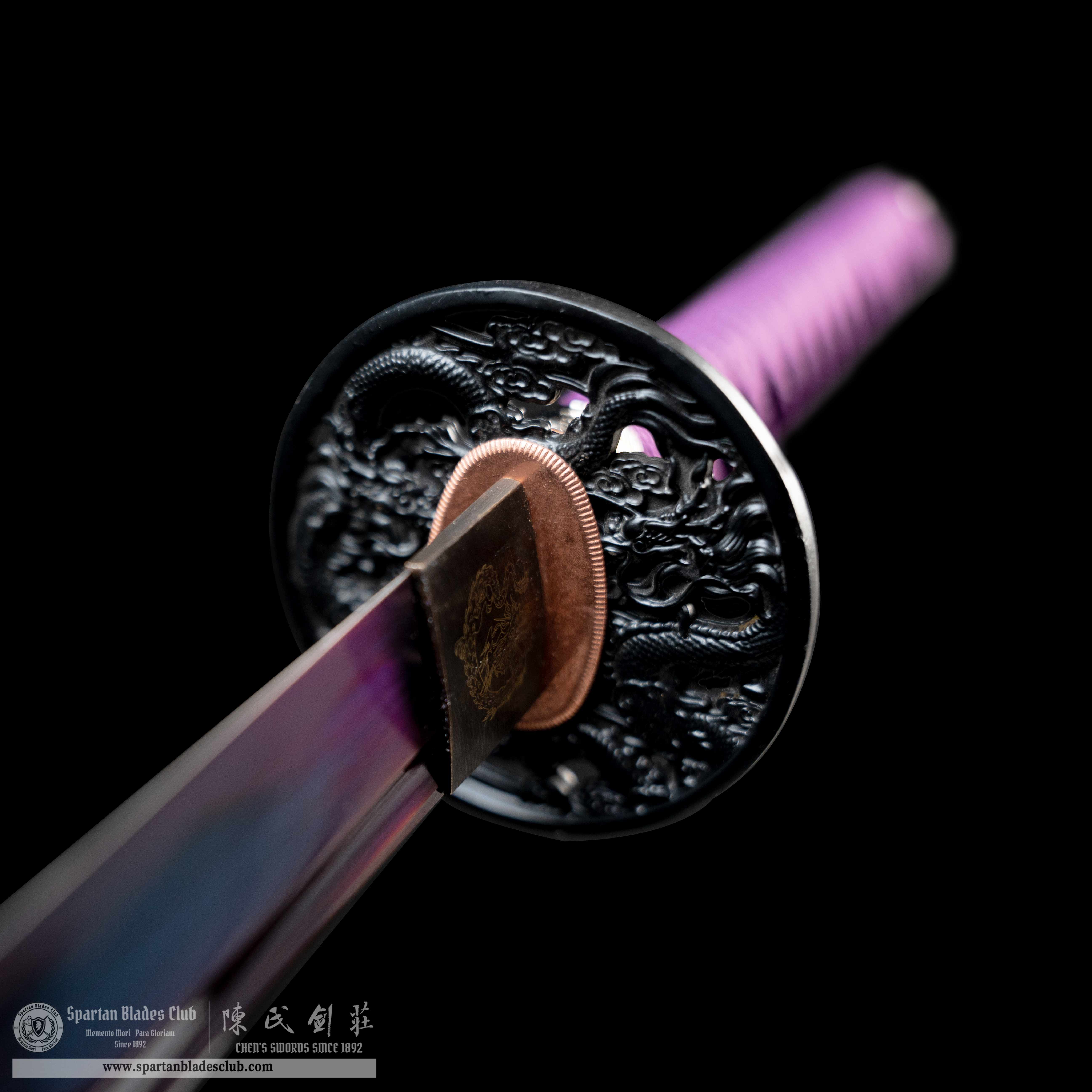 HY02｜🐉Violet Loong｜Katana｜High carbon steel｜Heat-colored purple｜Loong(Chinese Dragon)｜Purple｜Battle-Ready｜Full-tang｜Spartan Blades Club｜CHEN'S SWORDS 1892 - Spartan Blades Club - 陳氏劍莊1892