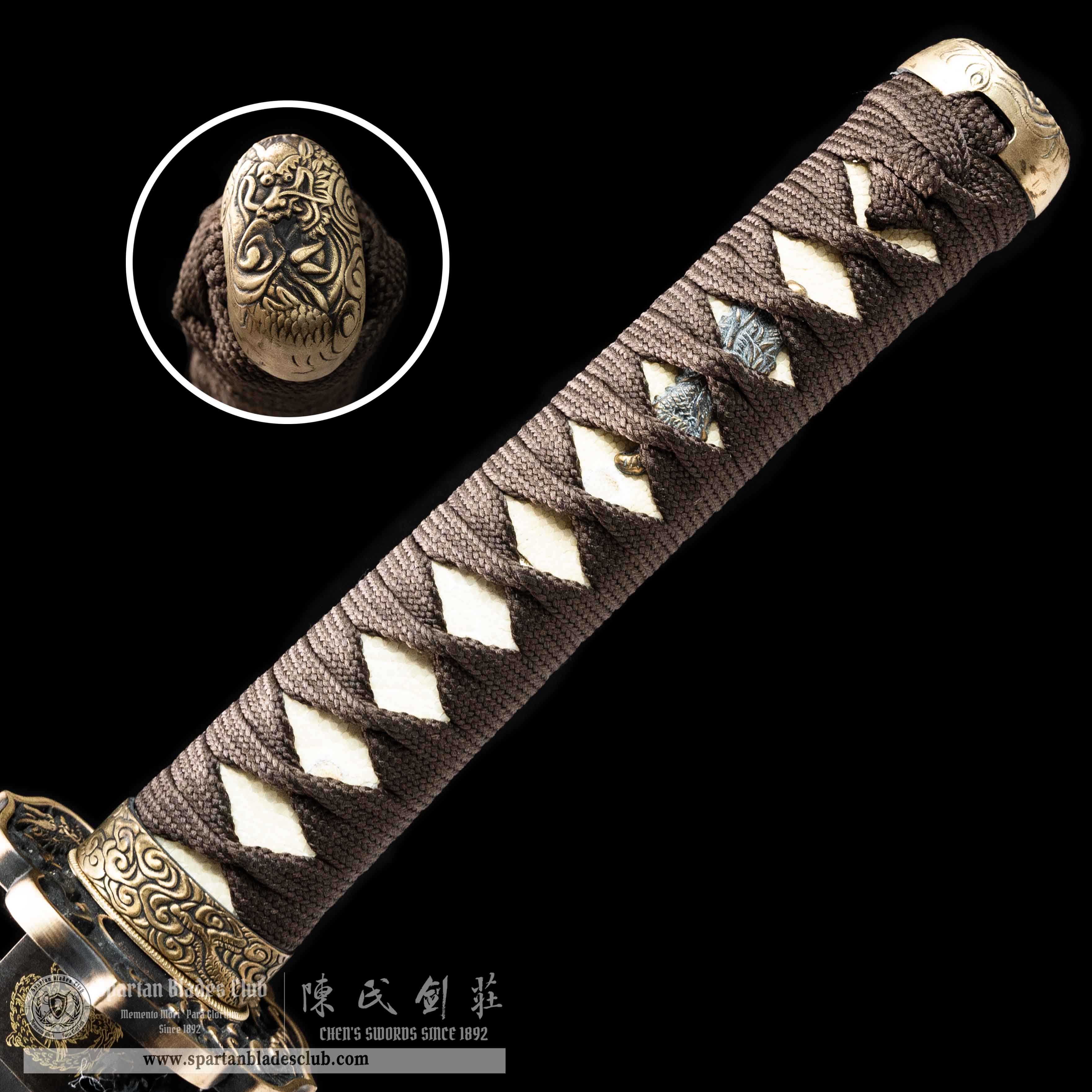 HY05|🐉Aureate Loong|Wakizashi|Damascus steel|Loong|Golden&Black&Brown|Battle-Ready|Full-tang|Spartan Blades Club|CHEN'S SWORDS 1892 - Spartan Blades Club - 陳氏劍莊1892