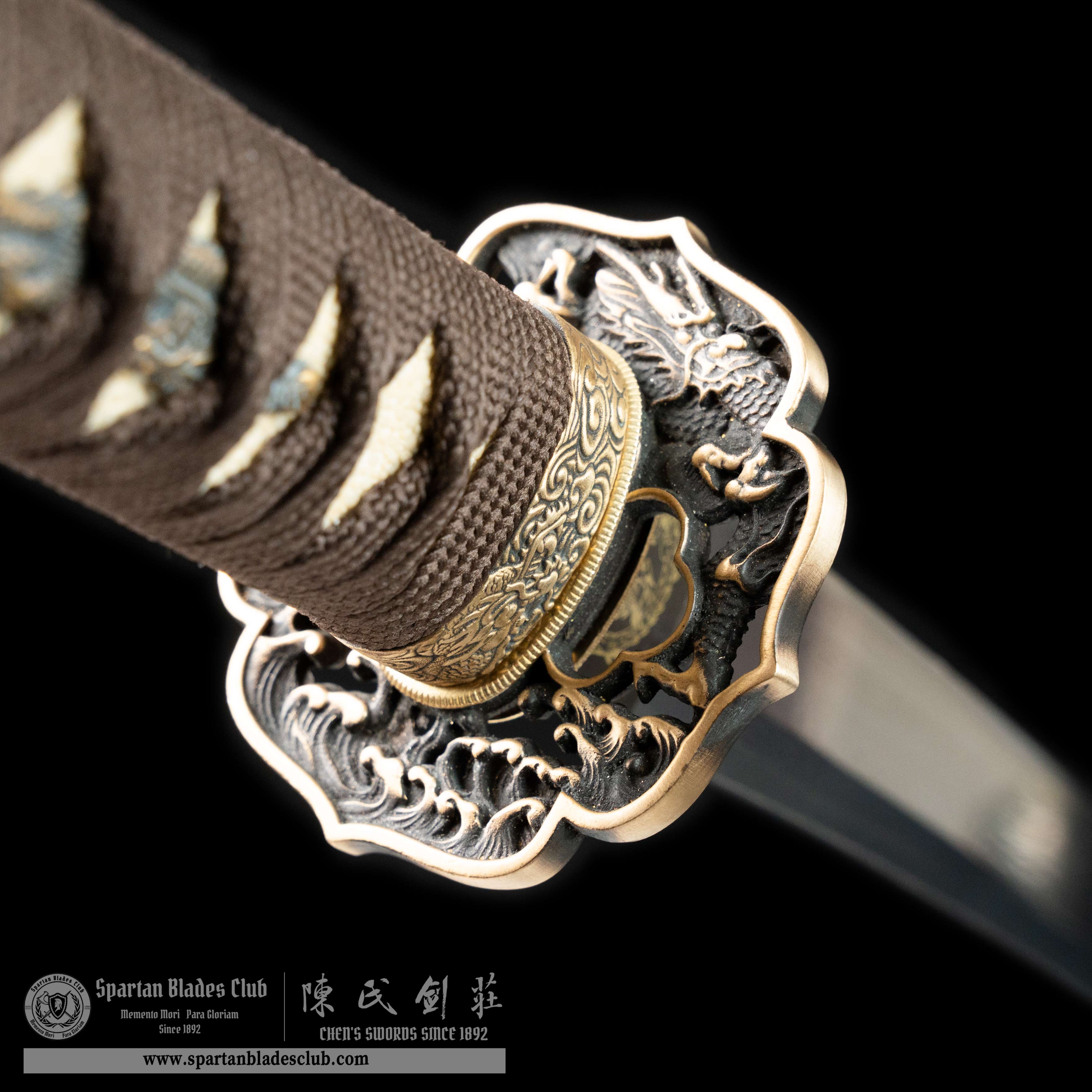 HY05|🐉Aureate Loong|Wakizashi|Damascus steel|Loong|Golden&Black&Brown|Battle-Ready|Full-tang|Spartan Blades Club|CHEN'S SWORDS 1892 - Spartan Blades Club - 陳氏劍莊1892