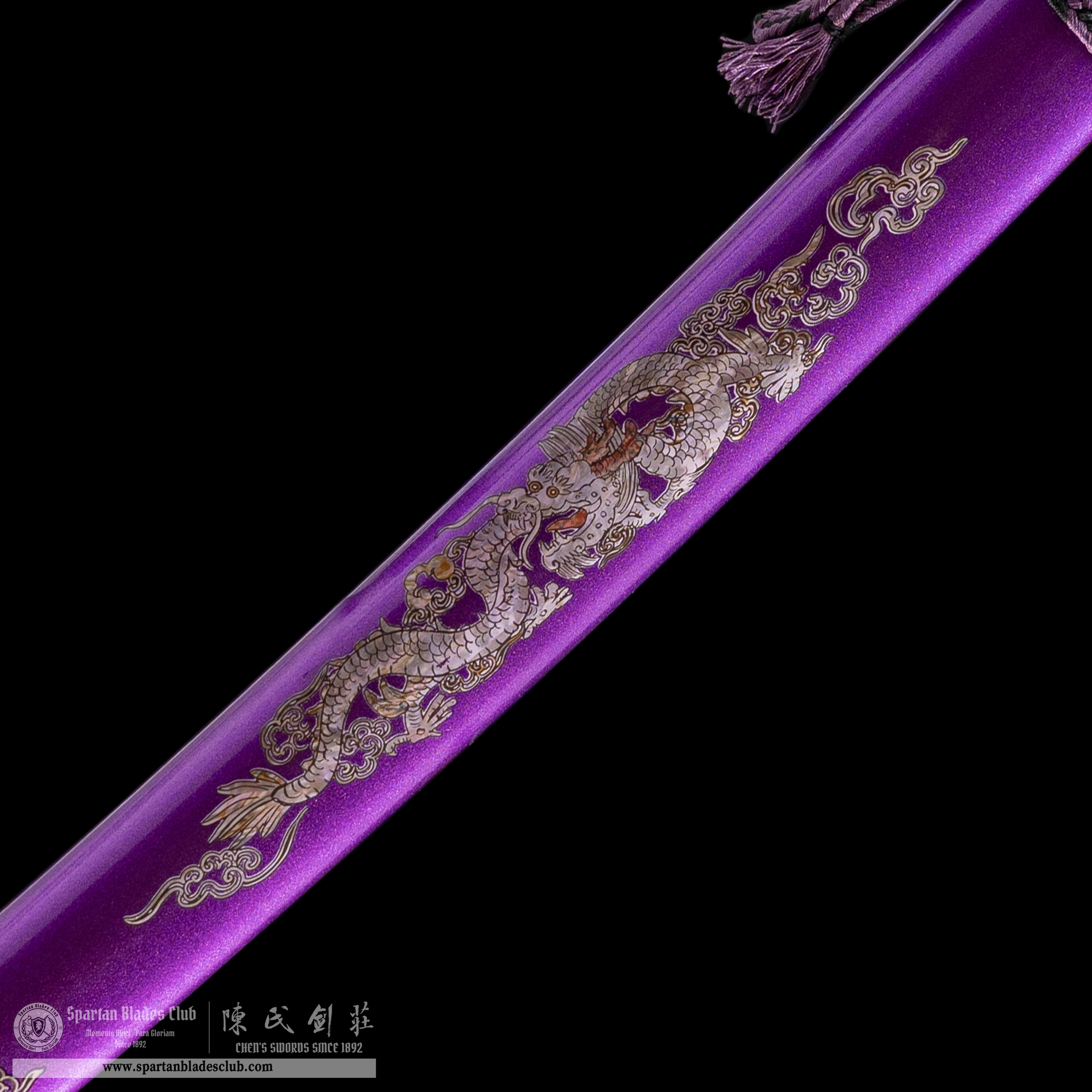 HY02｜🐉Violet Loong｜Katana｜High carbon steel｜Heat-colored purple｜Loong(Chinese Dragon)｜Purple｜Battle-Ready｜Full-tang｜Spartan Blades Club｜CHEN'S SWORDS 1892 - Spartan Blades Club - 陳氏劍莊1892