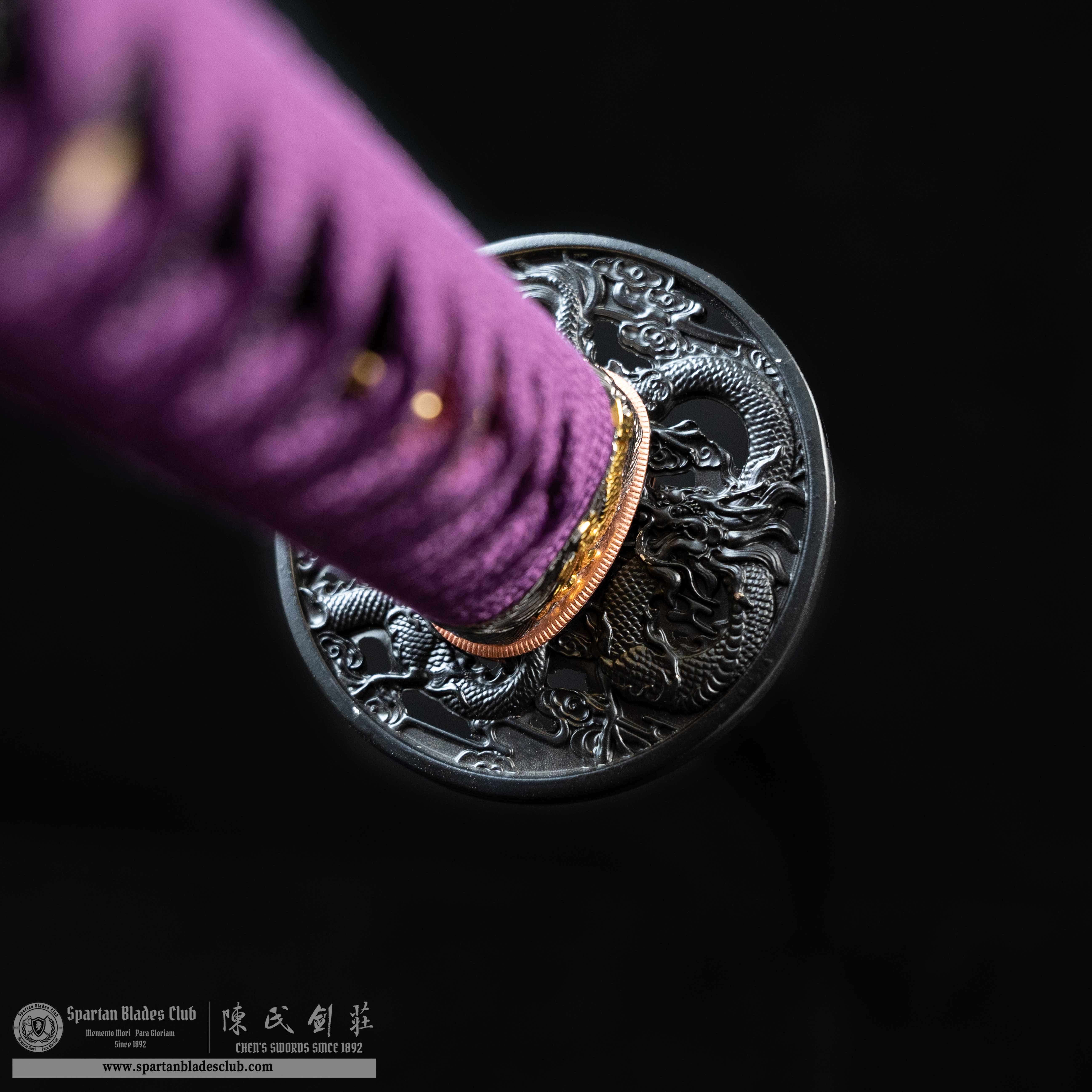 HY02｜🐉Violet Loong｜Katana｜High carbon steel｜Heat-colored purple｜Loong(Chinese Dragon)｜Purple｜Battle-Ready｜Full-tang｜Spartan Blades Club｜CHEN'S SWORDS 1892 - Spartan Blades Club - 陳氏劍莊1892