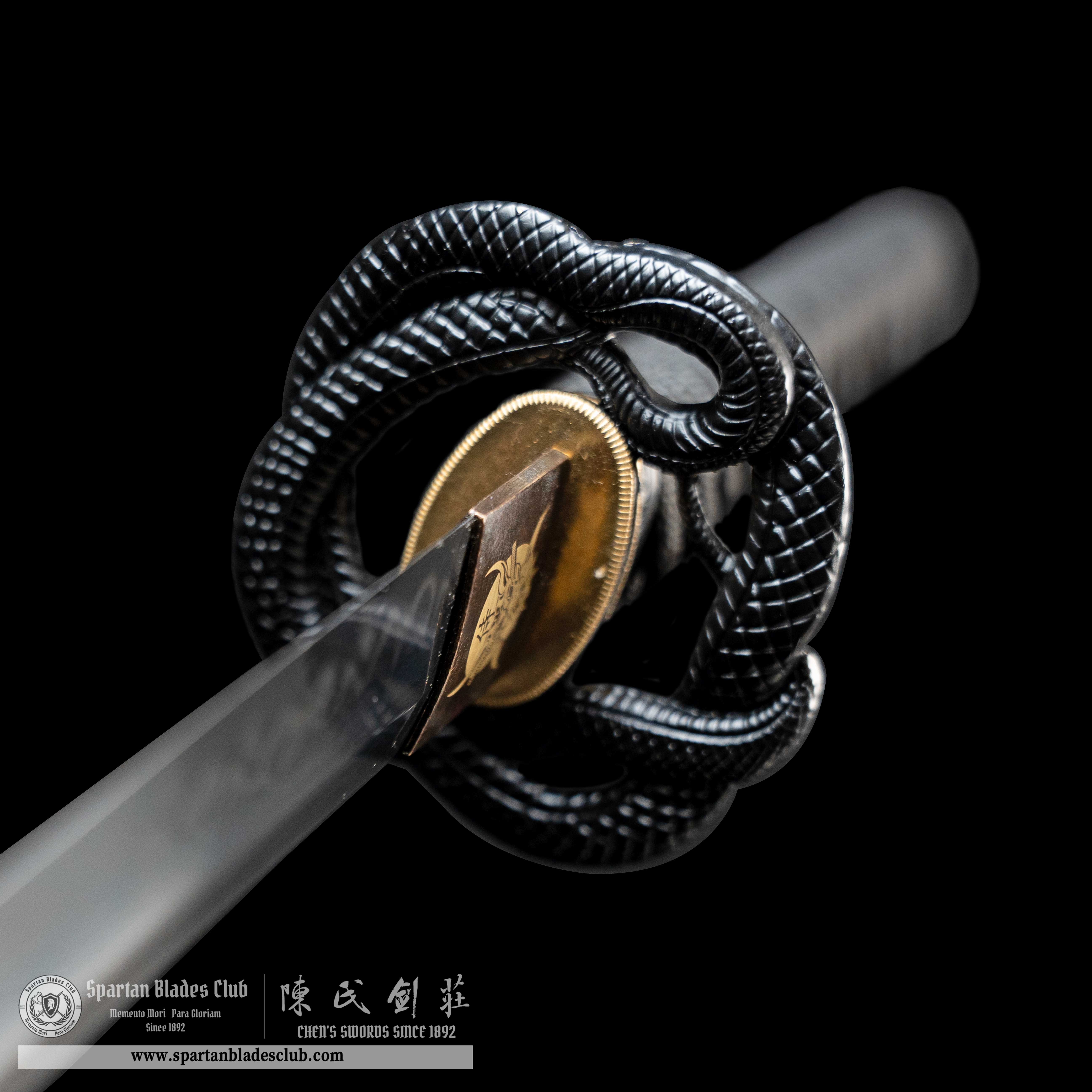 HY10|Black Mamba 🐍|Katana|T10 steel|Clay-tempered|Real Hamon|snake serpent|Black|Battle-Ready|Full-tang|Spartan Blades Club|CHEN'S SWORDS 1892 - Spartan Blades Club - 陳氏劍莊1892