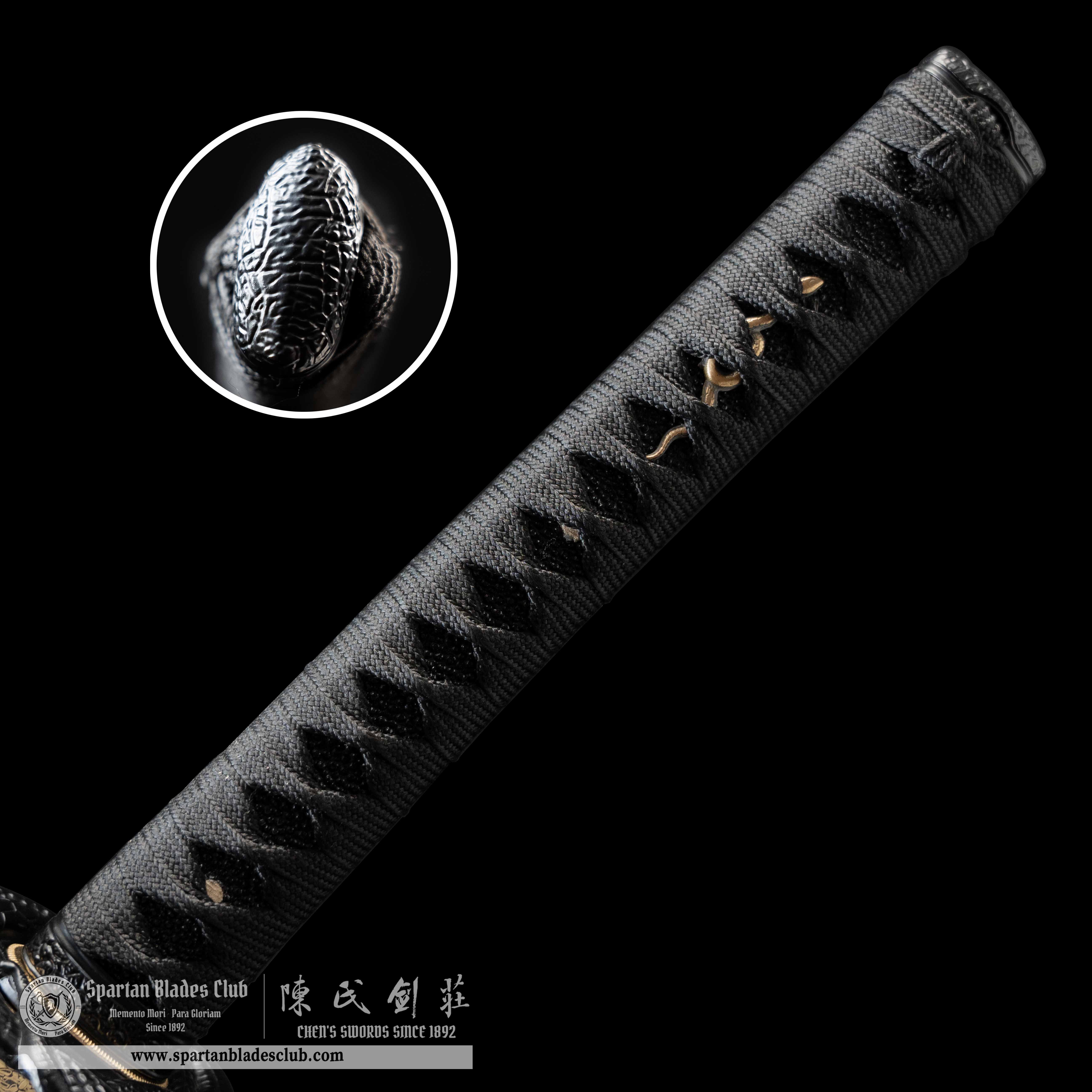 HY10|Black Mamba 🐍|Katana|T10 steel|Clay-tempered|Real Hamon|snake serpent|Black|Battle-Ready|Full-tang|Spartan Blades Club|CHEN'S SWORDS 1892 - Spartan Blades Club - 陳氏劍莊1892