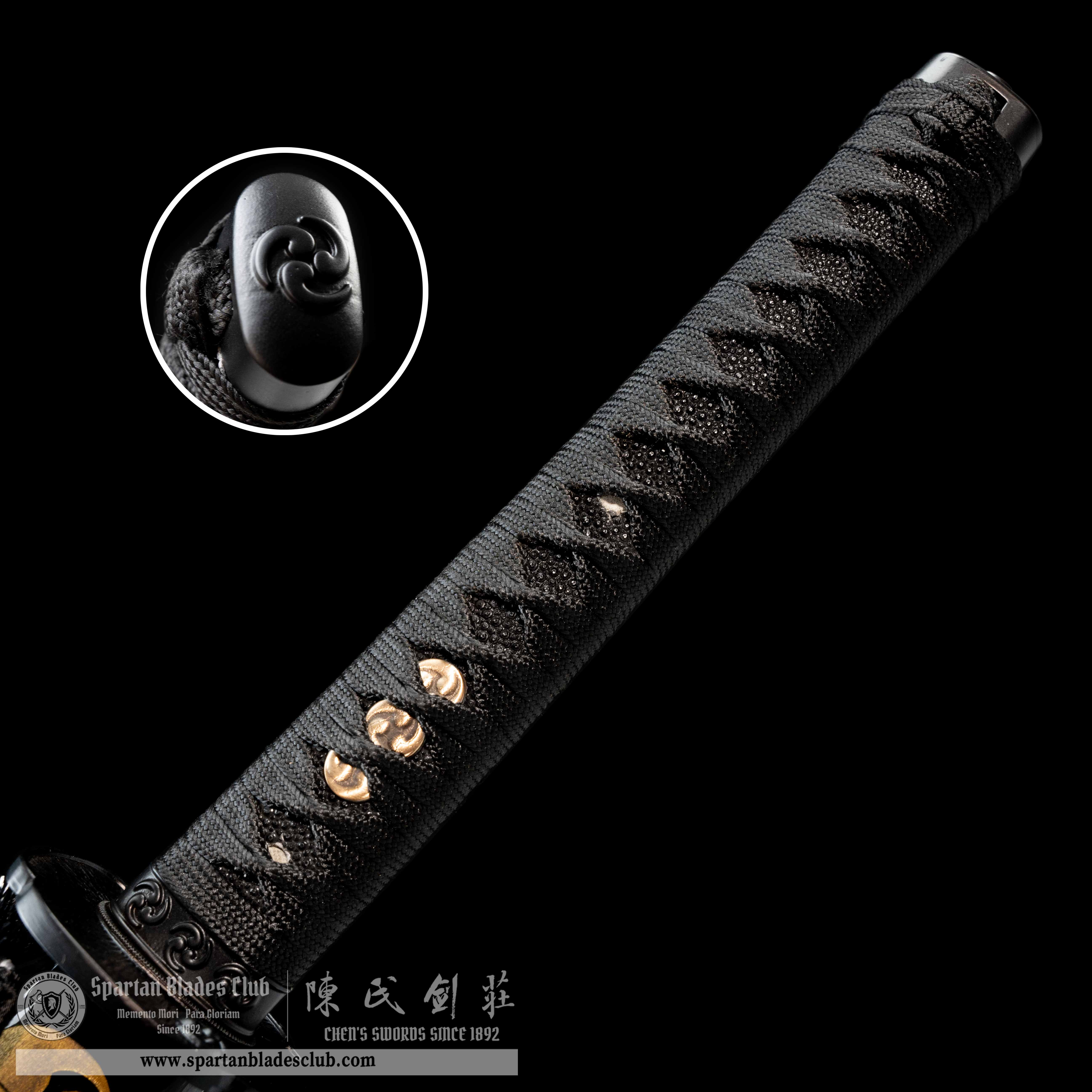 HY09|☯️Yingyang Blade|Katana|Damascus stee|Black|Tai Chi|Battle-Ready|Full-tang|Spartan Blades Club|CHEN'S SWORDS 1892 - Spartan Blades Club - 陳氏劍莊1892