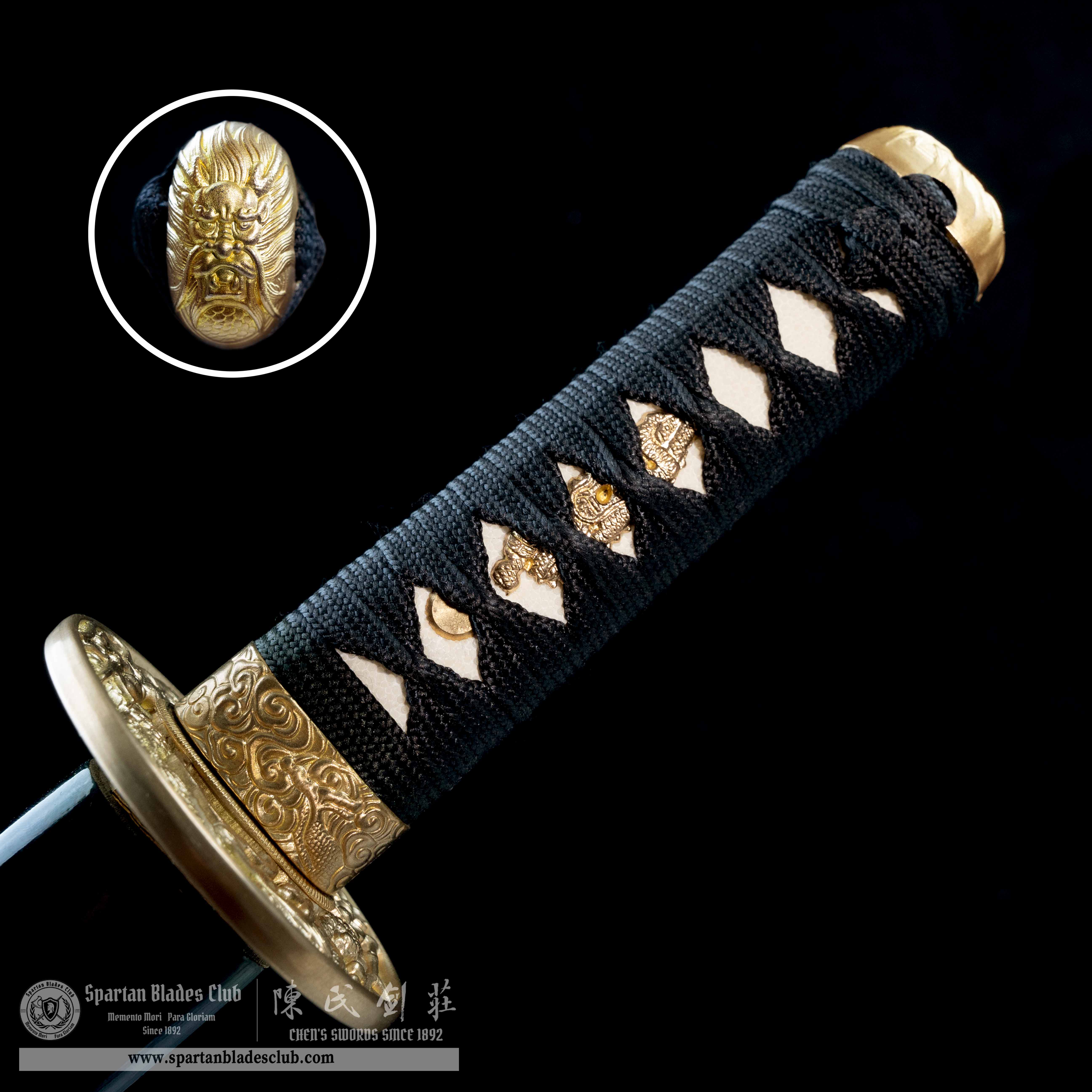 HY08|Loong Shine Blade🐉|Tanto|T10 steel|Clay-tempered|Real Hamon|Loong dragon|Black|Battle-Ready|Full-tang|Spartan Blades Club|CHEN'S SWORDS 1892 - Spartan Blades Club - 陳氏劍莊1892