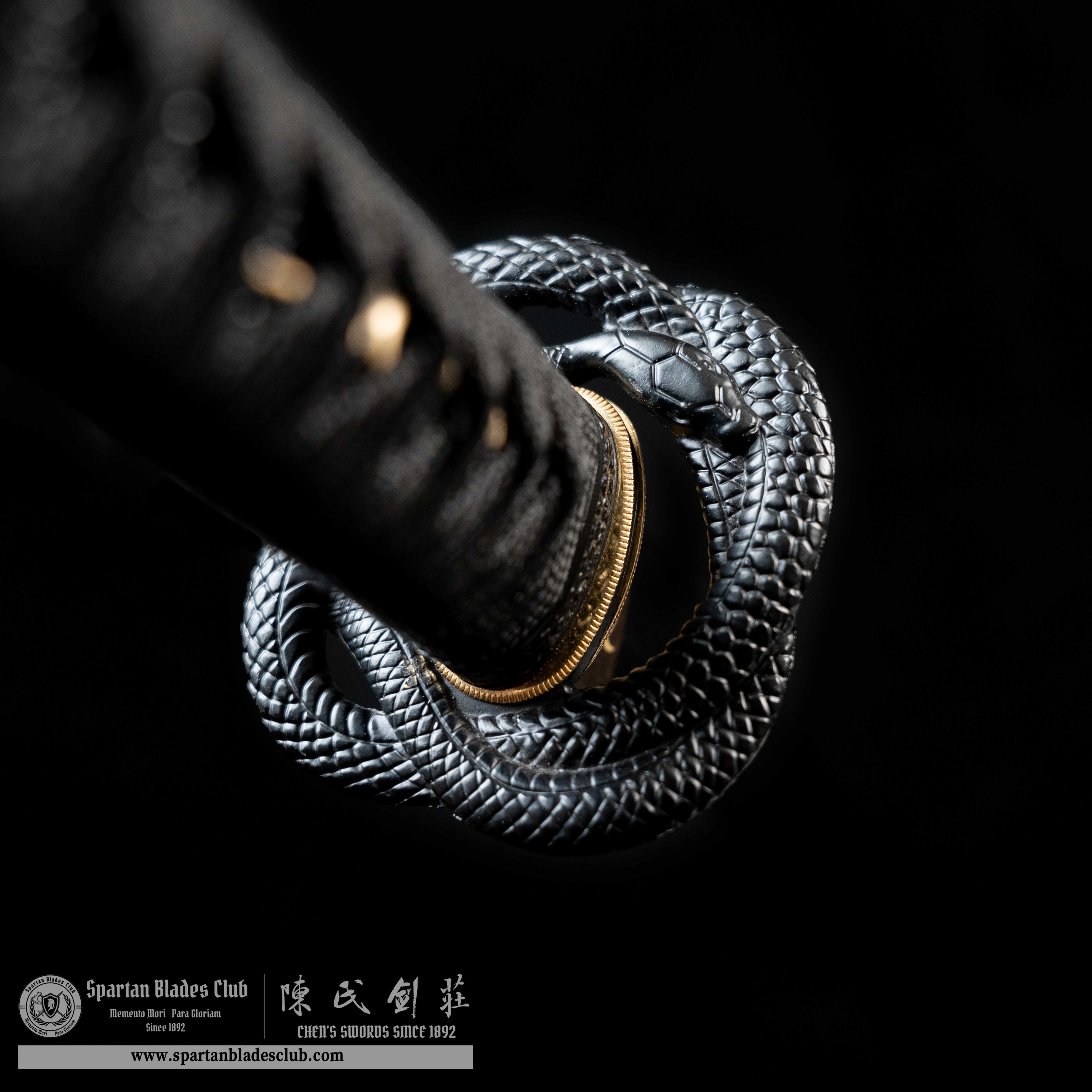 HY10|Black Mamba 🐍|Katana|T10 steel|Clay-tempered|Real Hamon|snake serpent|Black|Battle-Ready|Full-tang|Spartan Blades Club|CHEN'S SWORDS 1892 - Spartan Blades Club - 陳氏劍莊1892
