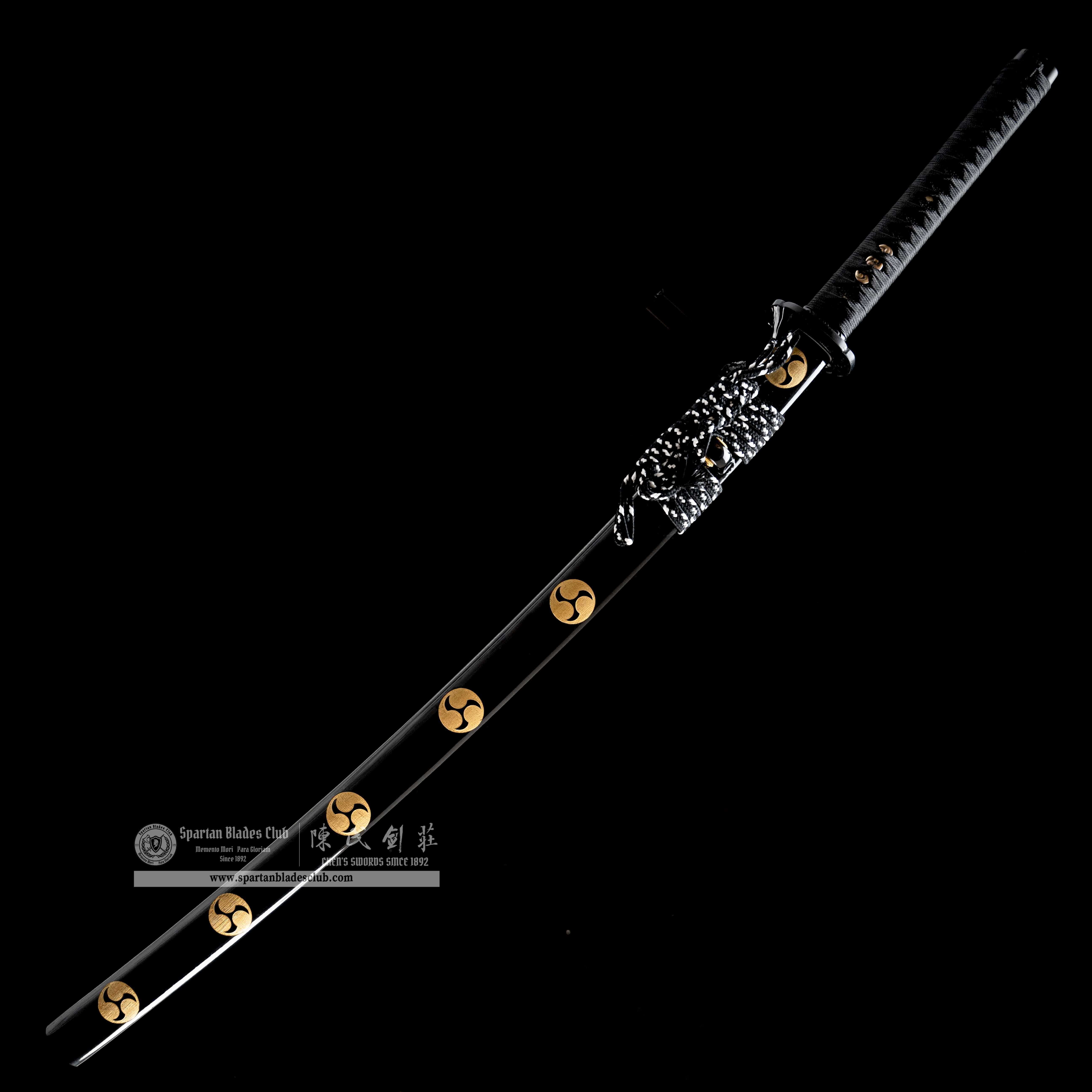 HY09|☯️Yingyang Blade|Katana|Damascus stee|Black|Tai Chi|Battle-Ready|Full-tang|Spartan Blades Club|CHEN'S SWORDS 1892 - Spartan Blades Club - 陳氏劍莊1892