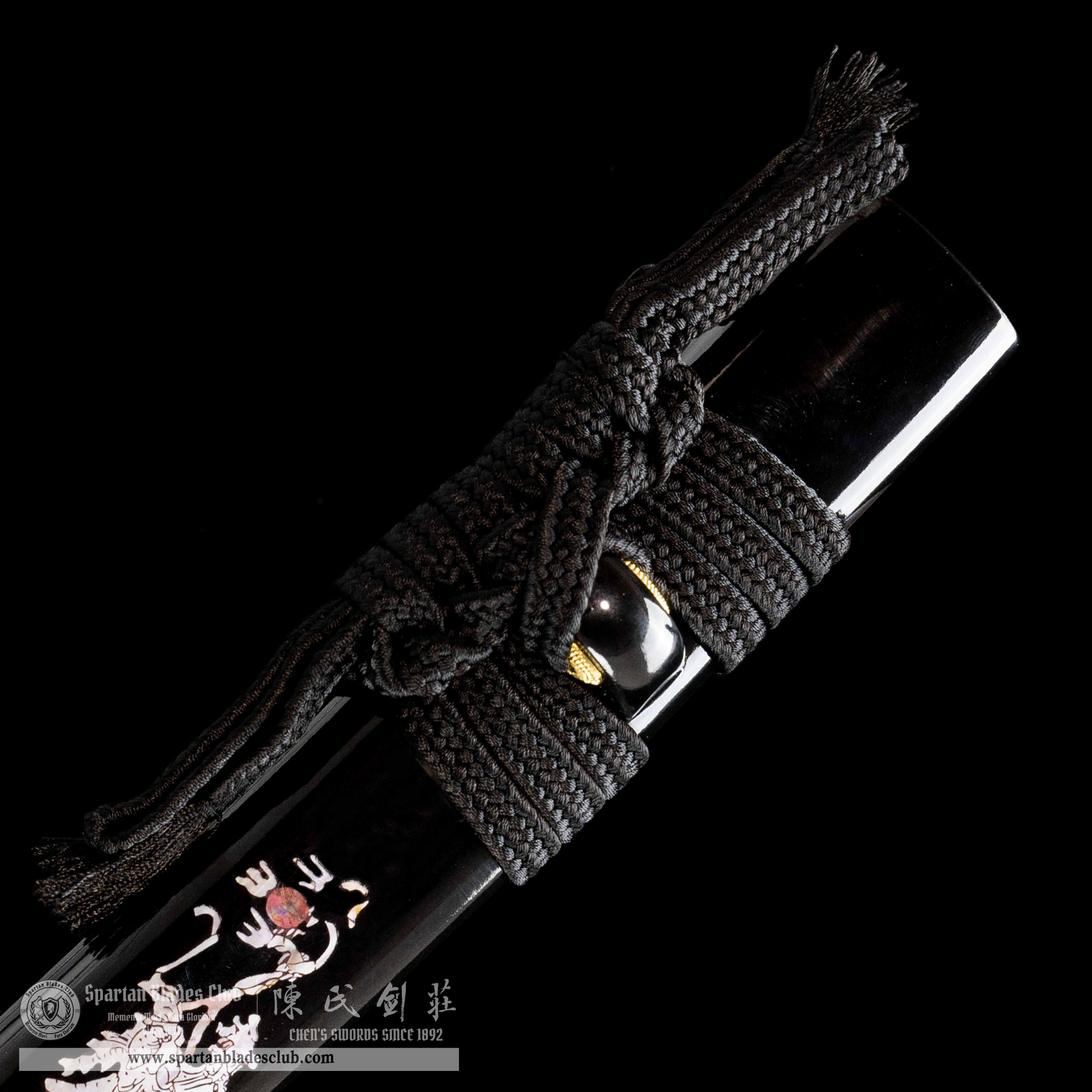 HY08|Loong Shine Blade🐉|Tanto|T10 steel|Clay-tempered|Real Hamon|Loong dragon|Black|Battle-Ready|Full-tang|Spartan Blades Club|CHEN'S SWORDS 1892 - Spartan Blades Club - 陳氏劍莊1892