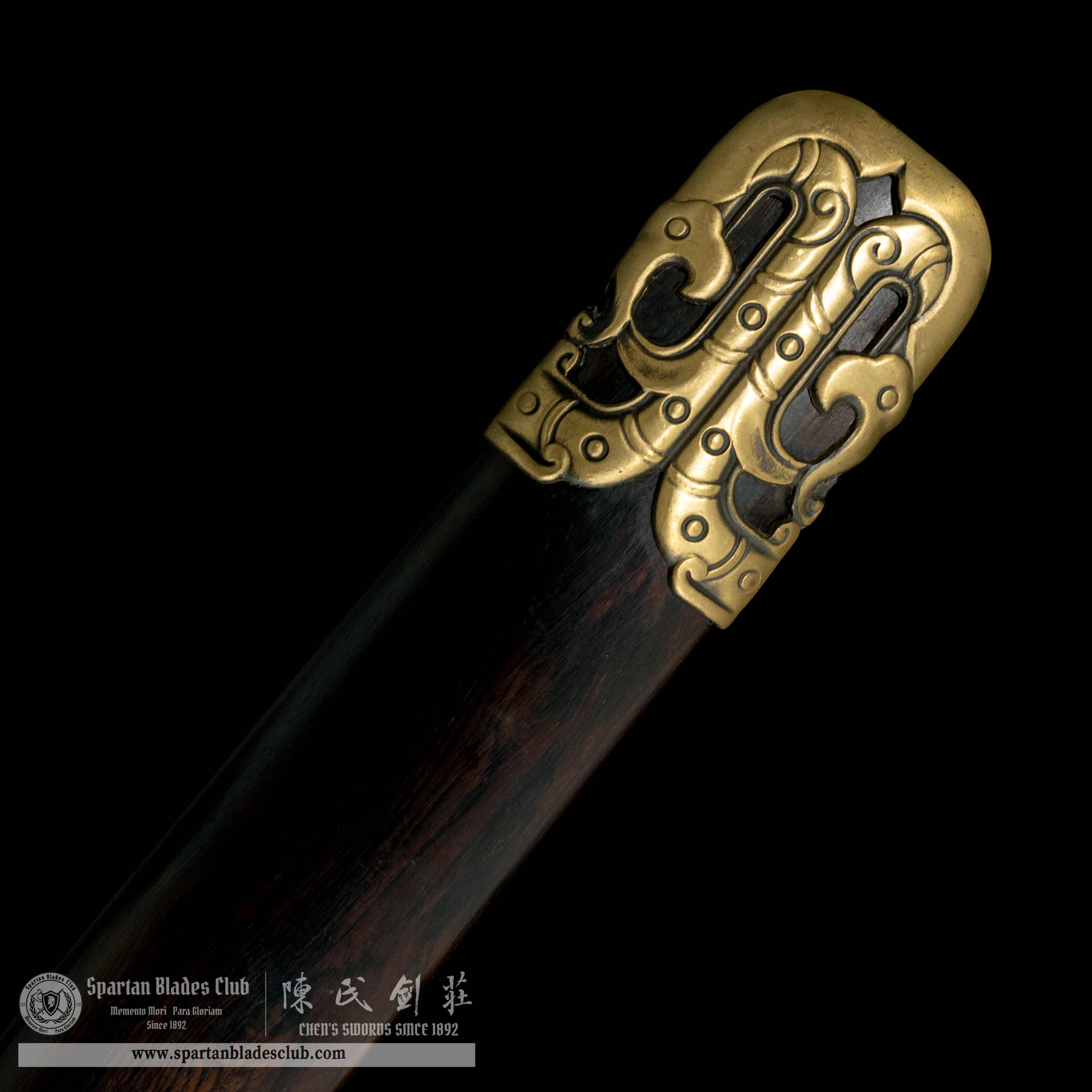 QQ04|RuiTang Edge|Chinese Dao|Damascus steel|Loong|Black&golden|Battle-Ready|Full-tang|Spartan Blades Club|CHEN'S SWORDS 1892 - Spartan Blades Club - 陳氏劍莊1892