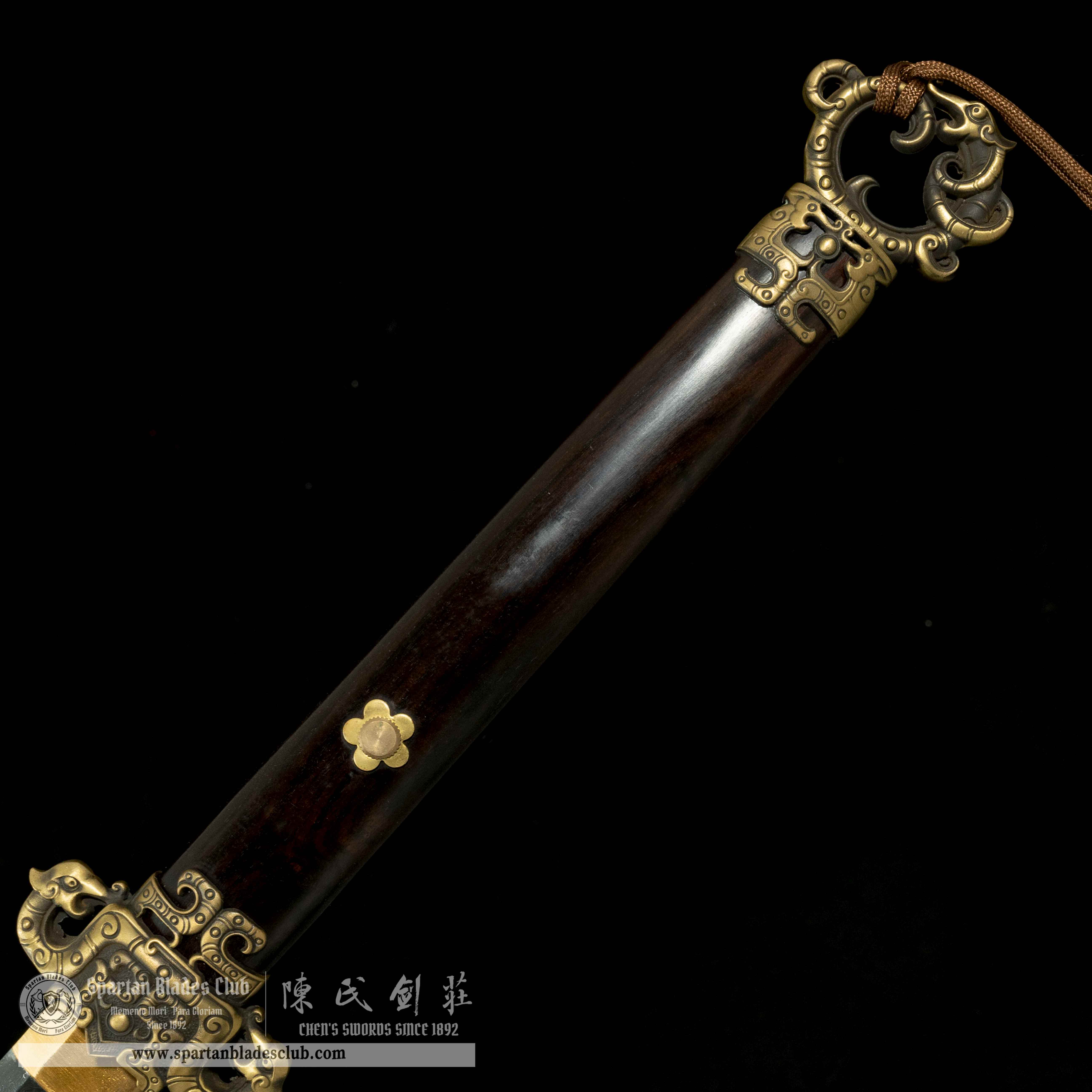 QQ04|RuiTang Edge|Chinese Dao|Damascus steel|Loong|Black&golden|Battle-Ready|Full-tang|Spartan Blades Club|CHEN'S SWORDS 1892 - Spartan Blades Club - 陳氏劍莊1892