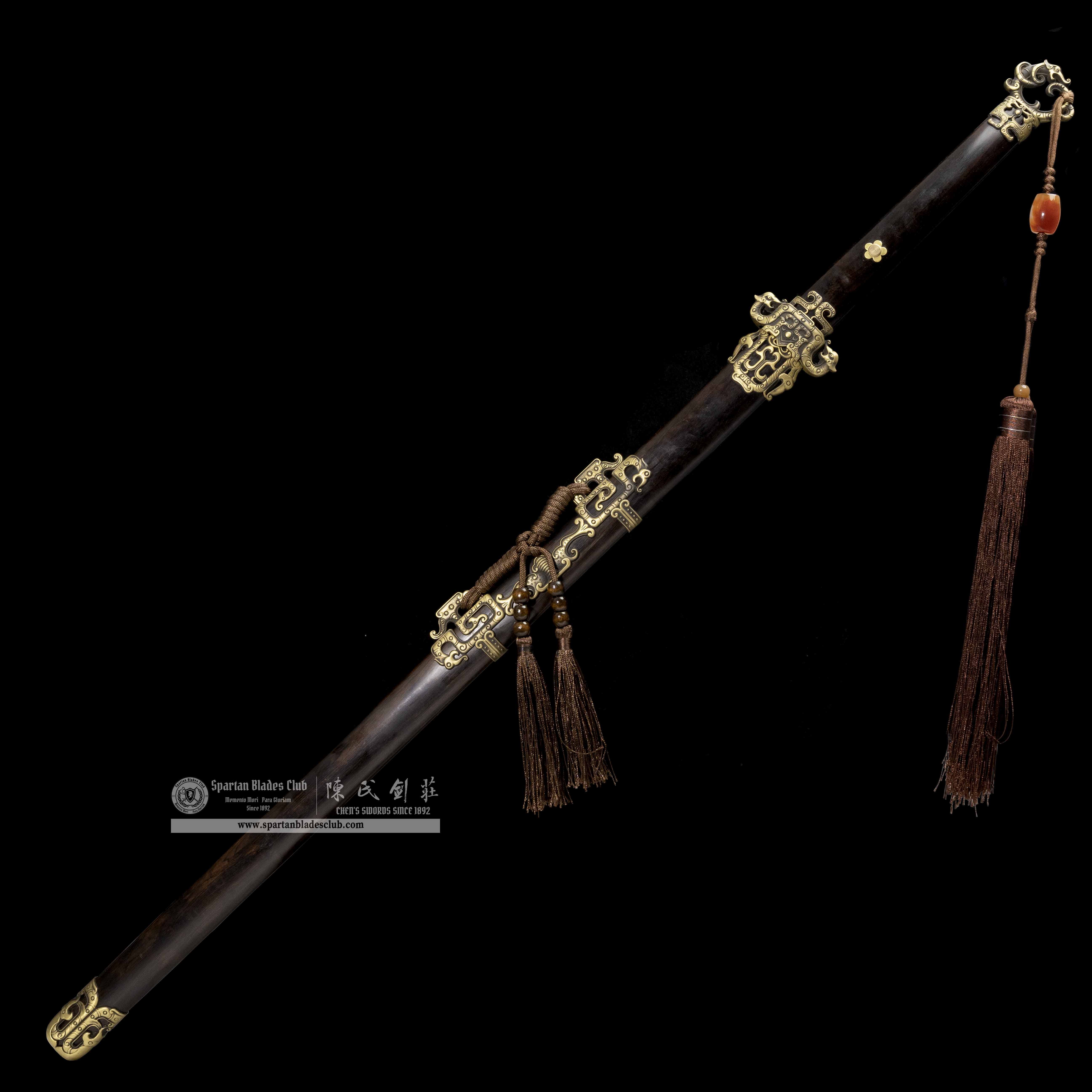 QQ04|RuiTang Edge|Chinese Dao|Damascus steel|Loong|Black&golden|Battle-Ready|Full-tang|Spartan Blades Club|CHEN'S SWORDS 1892 - Spartan Blades Club - 陳氏劍莊1892